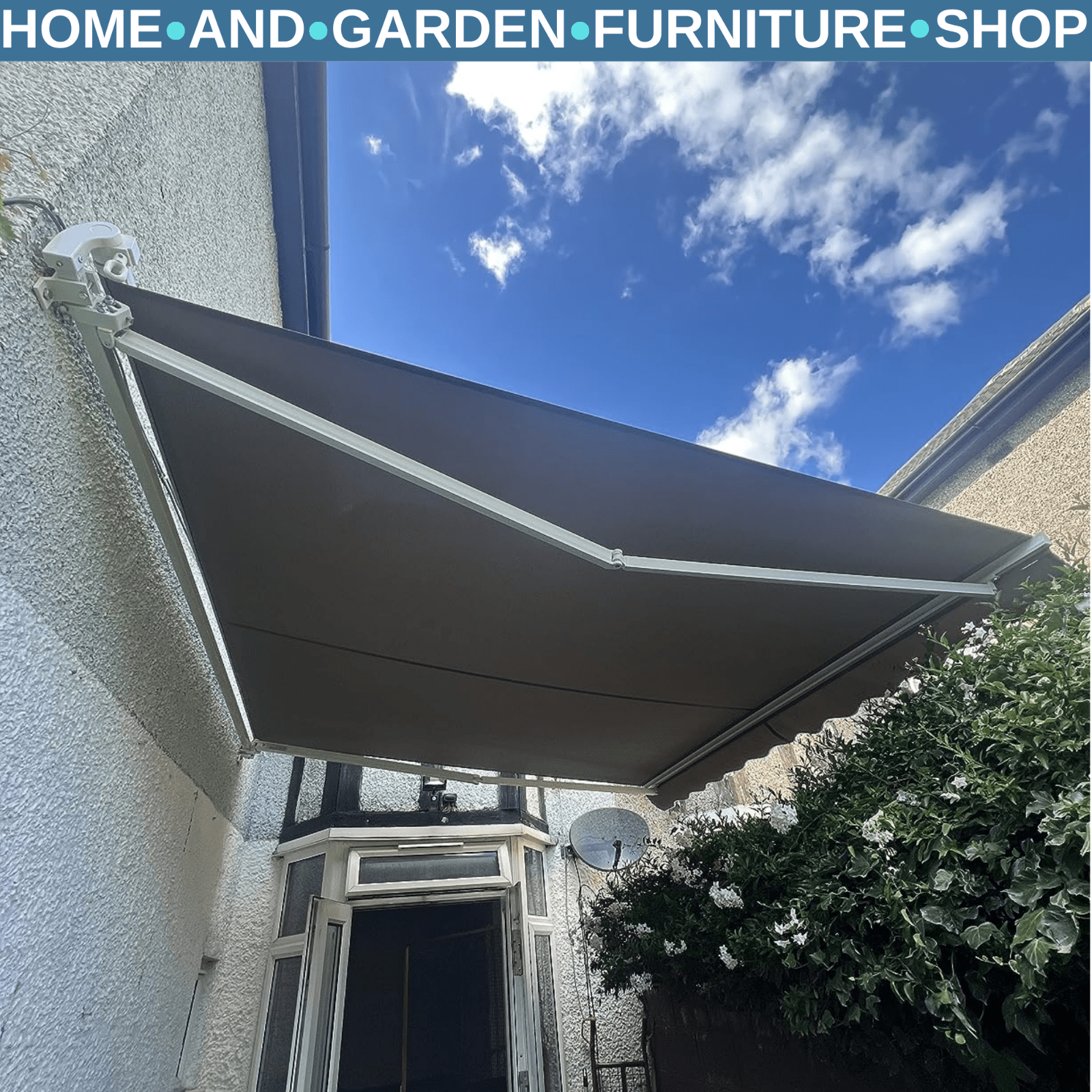 3x2.5m Manual Patio Awning Retractable Canopy with Crank Handle & Fittings Black - Home and Garden Furniture Shop - rustic - furniture