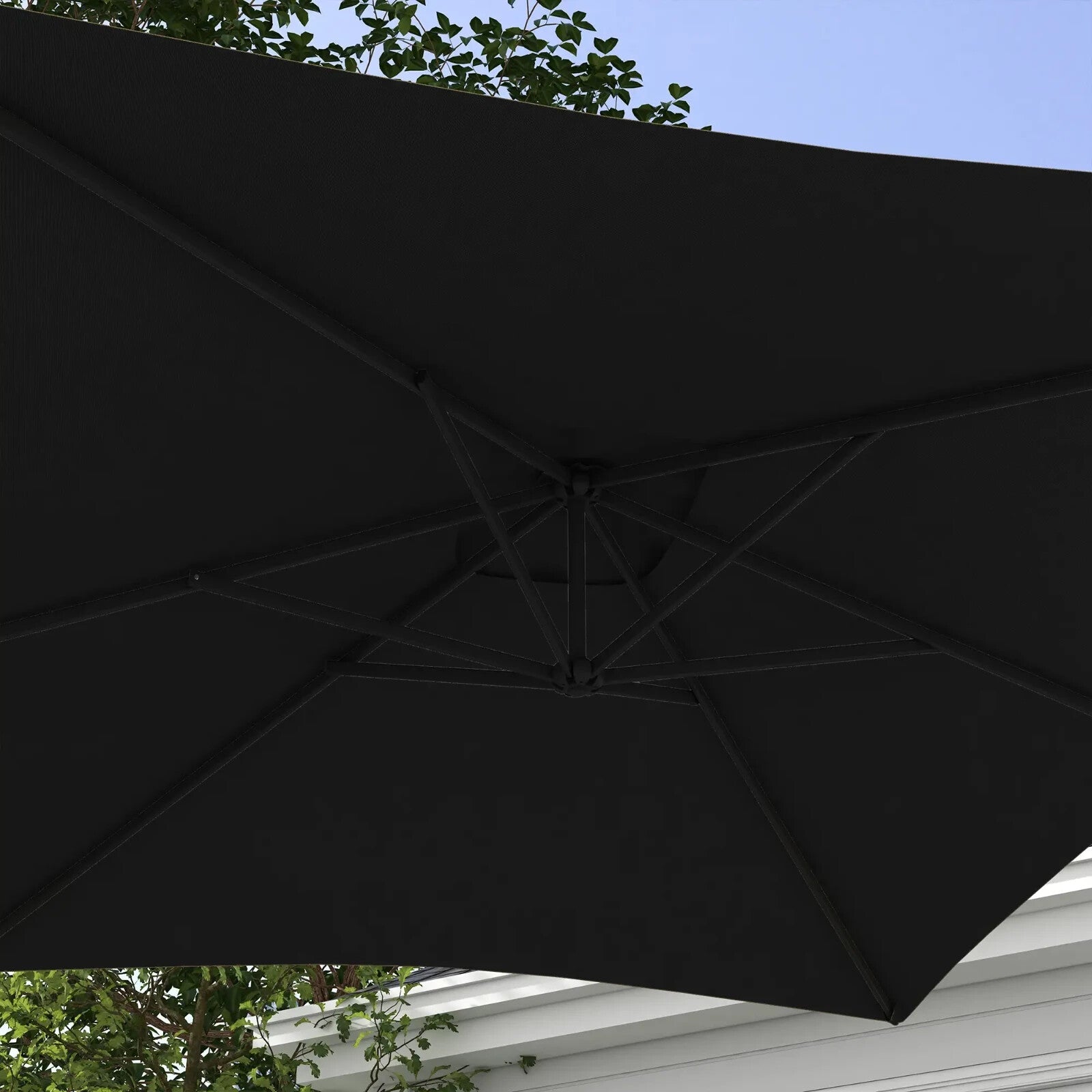 3x2m Cantilever Parasol w/ Crank Handle Cross Base Rectangular Hanging Umbrella - Home and Garden Furniture Shop - rustic - furniture
