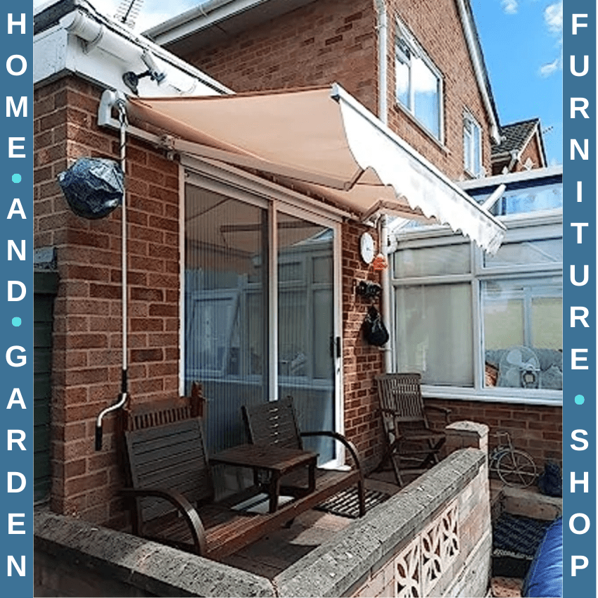 3x2m Manual Retractable Awning Canopy Sun Shade Shelter for Patio or Garden Use - Home and Garden Furniture Shop - rustic - furniture