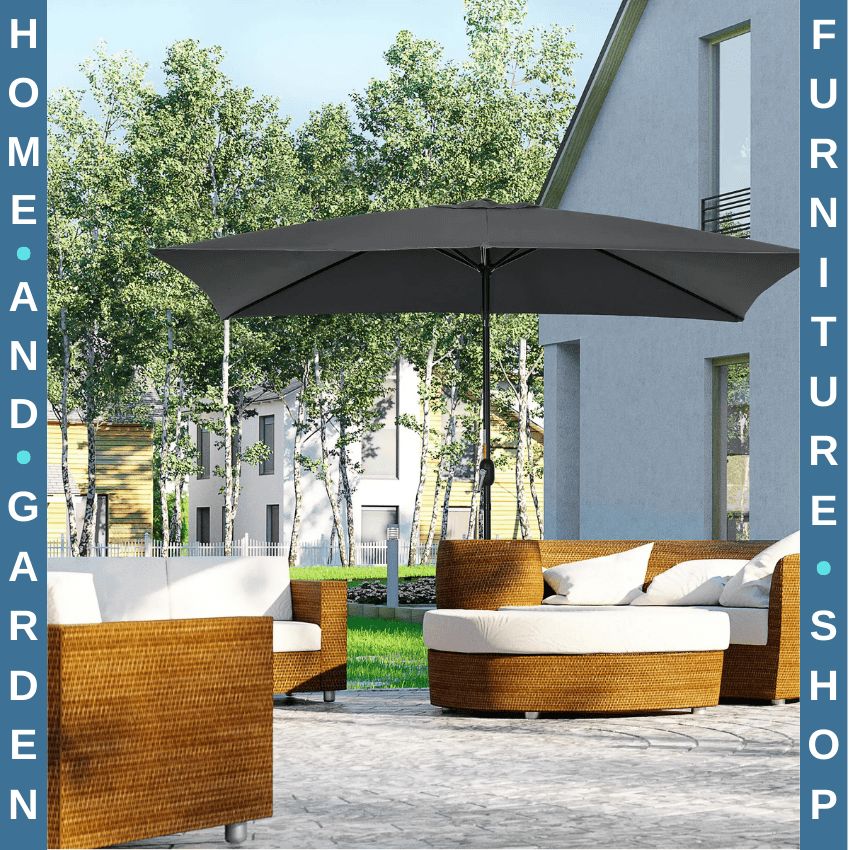 3x2m Rectangular Garden Parasol Patio Umbrella with Crank Tilt Aluminium Frame - Home and Garden Furniture Shop - rustic - furniture