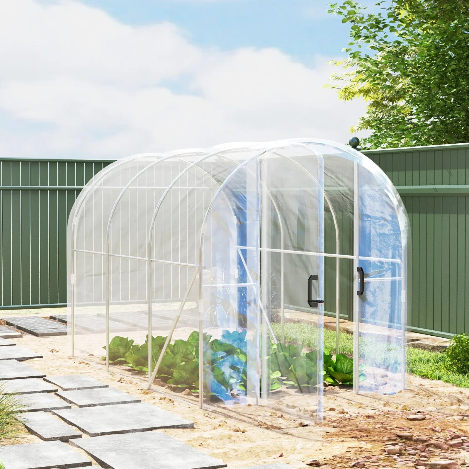 3x2x2m Walk In Polytunnel Greenhouse with PE Cover and Steel Frame Grow House - Home and Garden Furniture Shop - rustic - furniture