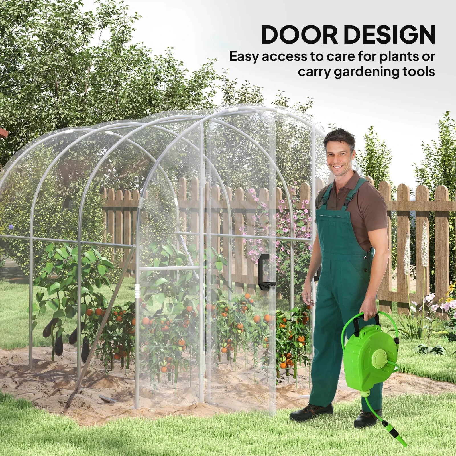 3x2x2m Walk In Polytunnel Greenhouse with PE Cover and Steel Frame Grow House - Home and Garden Furniture Shop - rustic - furniture