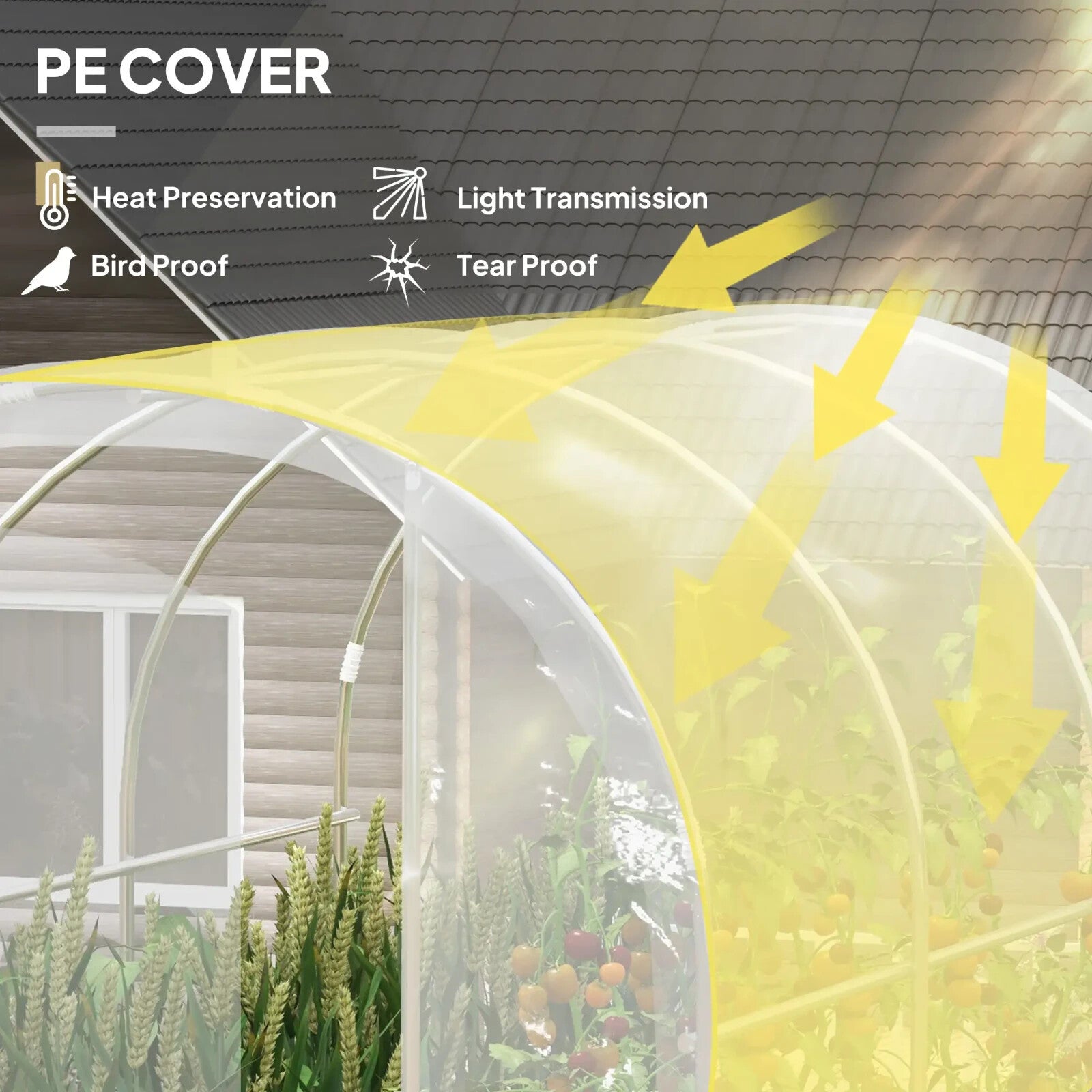 3x2x2m Walk In Polytunnel Greenhouse with PE Cover and Steel Frame Grow House - Home and Garden Furniture Shop - rustic - furniture