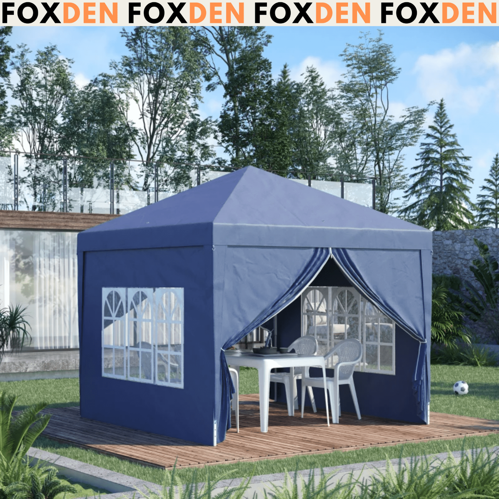 3x3 m Pop Up Garden Gazebo with Sides Party Tent Canopy Marquee Hot Tub Roof Bag - Home and Garden Furniture Shop - rustic - furniture