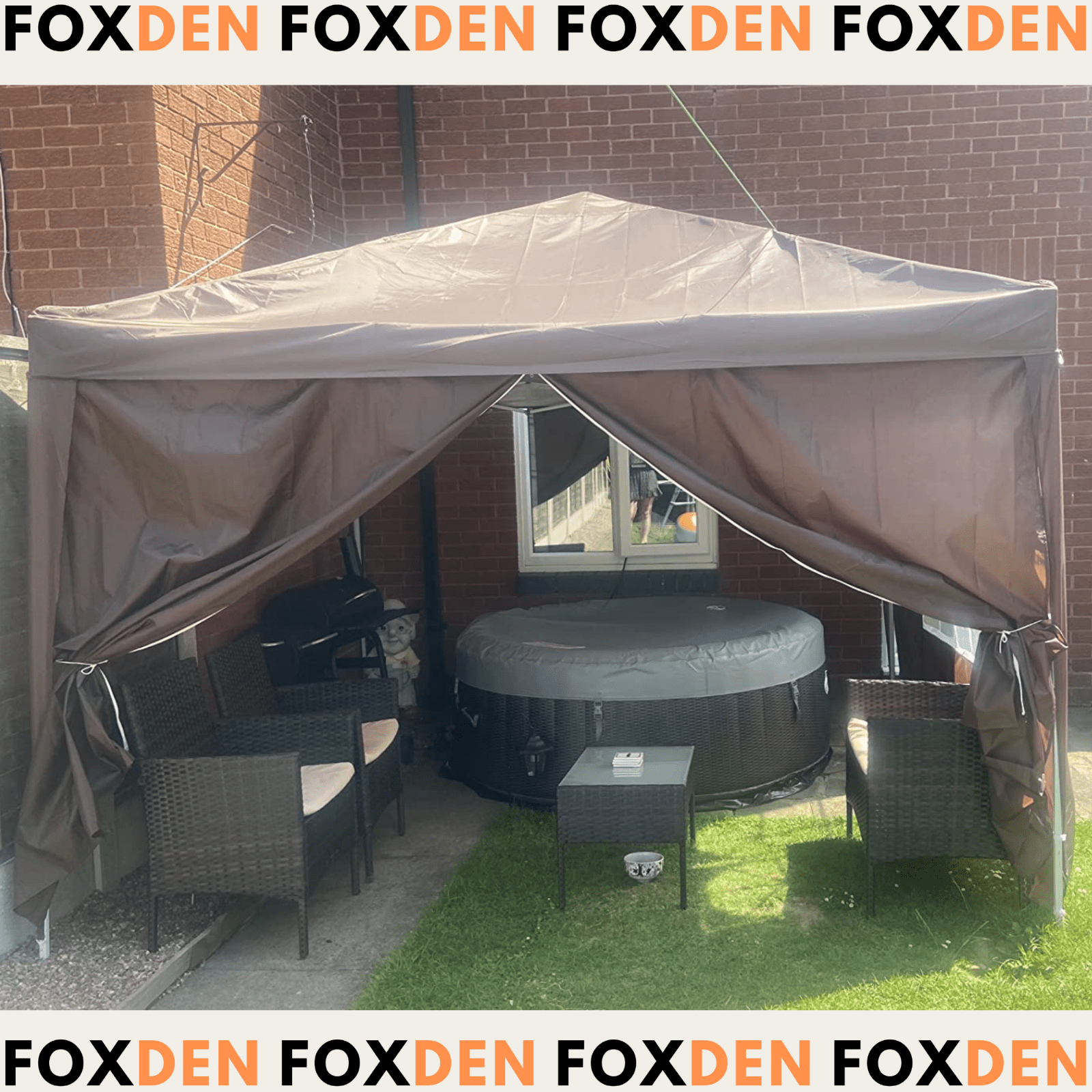 3x3 m Pop Up Garden Gazebo with Sides Party Tent Canopy Marquee Hot Tub Roof Bag - Home and Garden Furniture Shop - rustic - furniture