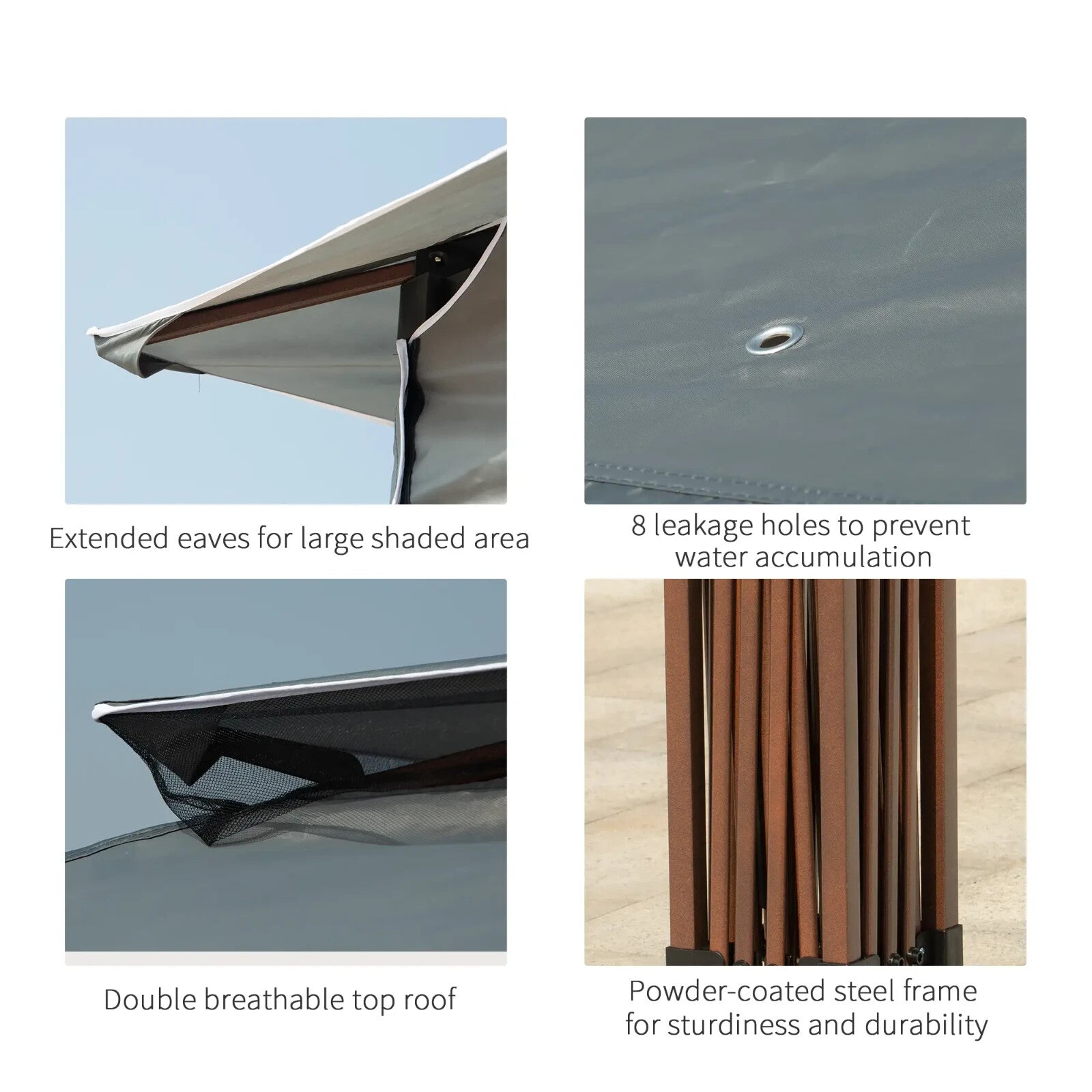 3x3 m Pop Up Gazebo w/ Netting Carry Bag Double Roof Garden Tent Outdoor Shelter - Home and Garden Furniture Shop - rustic - furniture