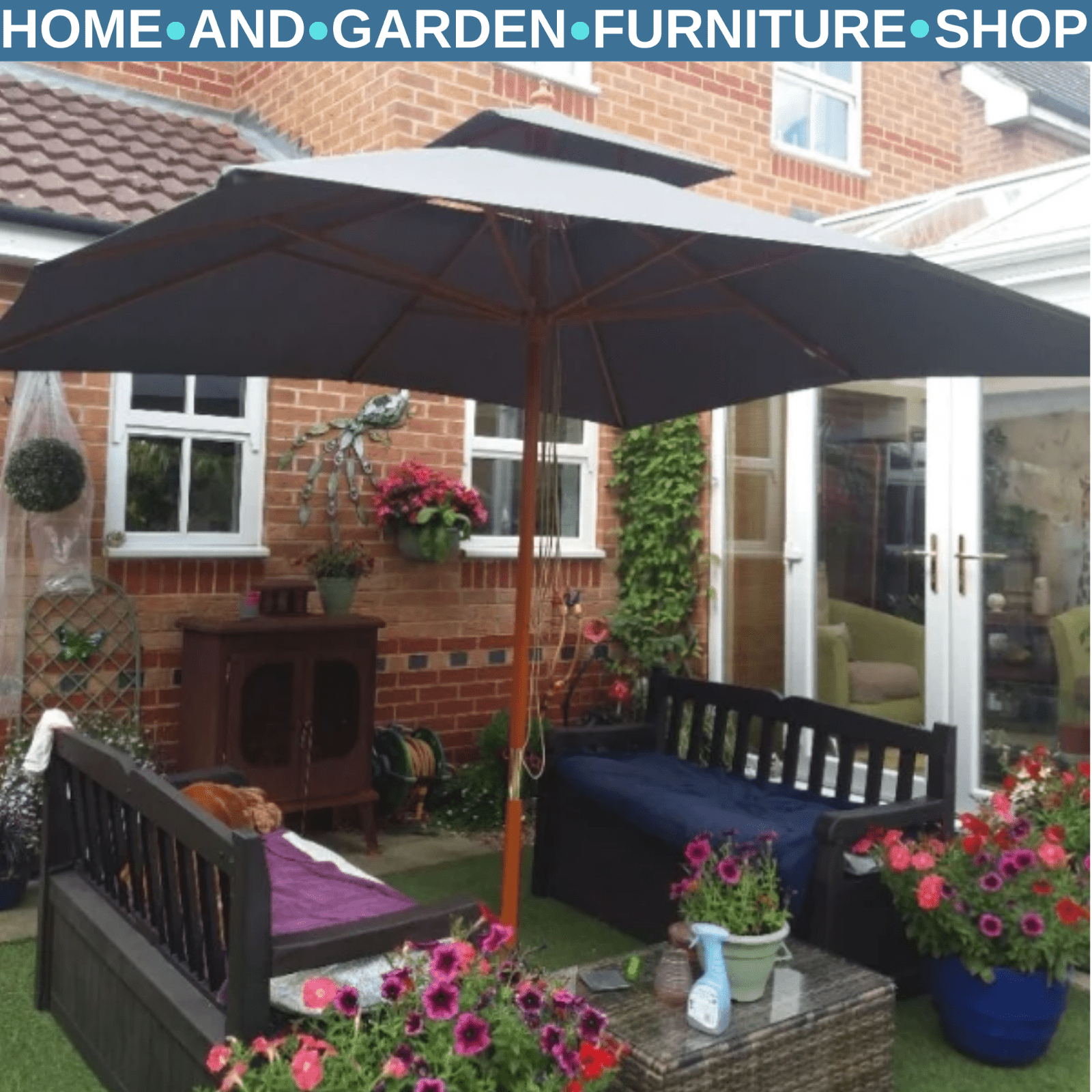 3x3 m Wooden Square Garden Parasol Umbrella Canopy for Patio Sunshade Shelter - Home and Garden Furniture Shop - rustic - furniture