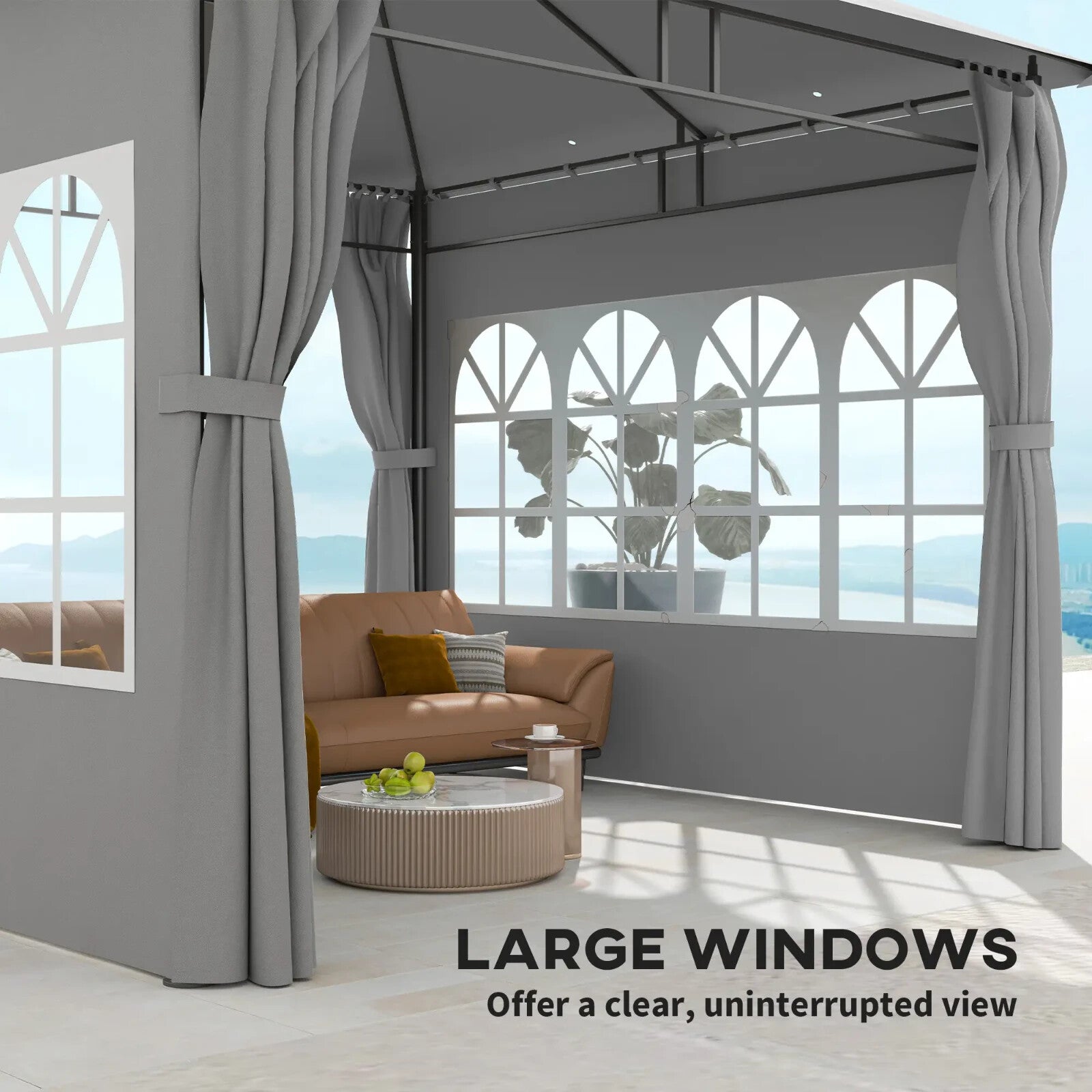 3x3m Metal Garden Gazebo with Double Roof Removable Sidewalls and Church Windows - Home and Garden Furniture Shop - rustic - furniture