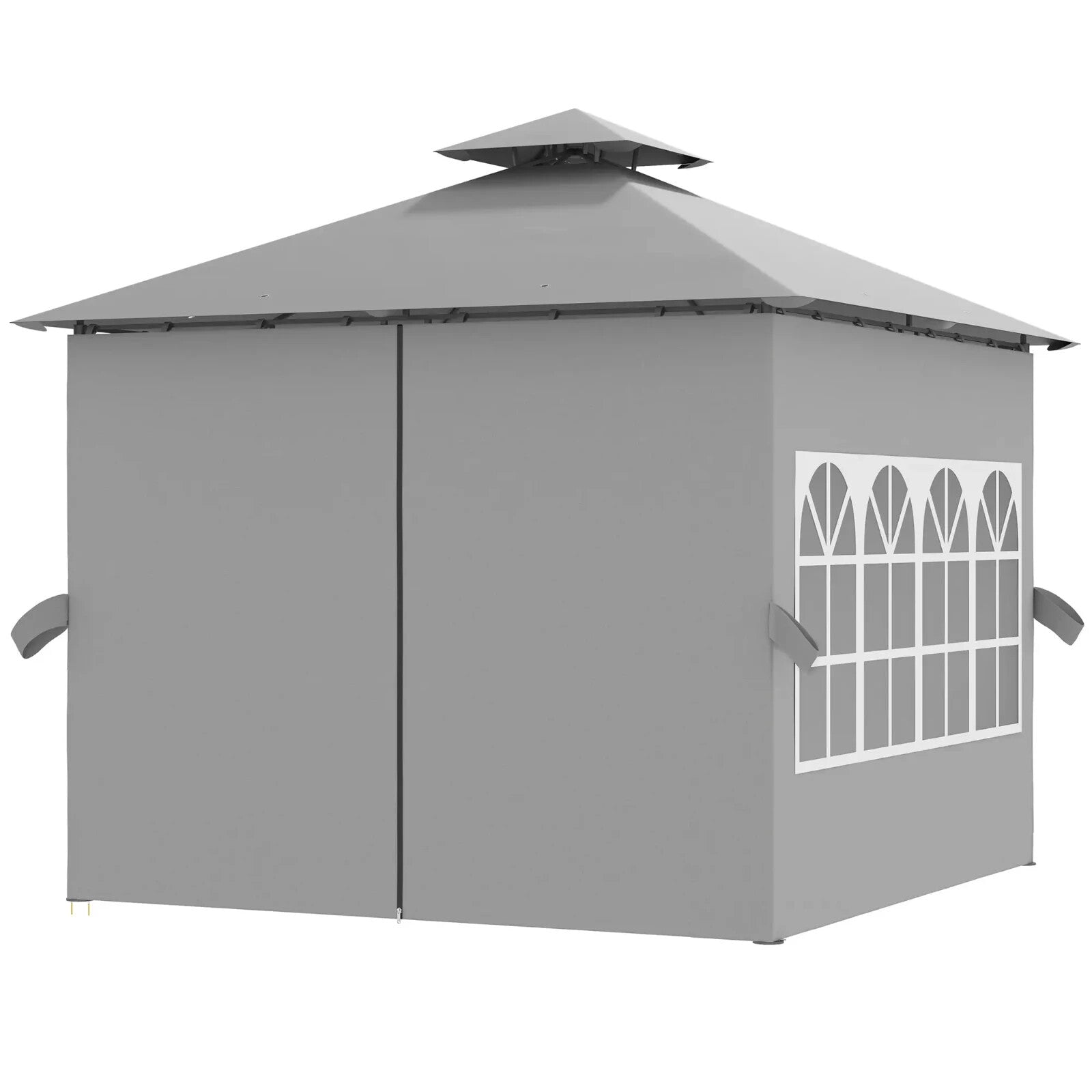 3x3m Metal Garden Gazebo with Double Roof Removable Sidewalls and Church Windows - Home and Garden Furniture Shop - rustic - furniture