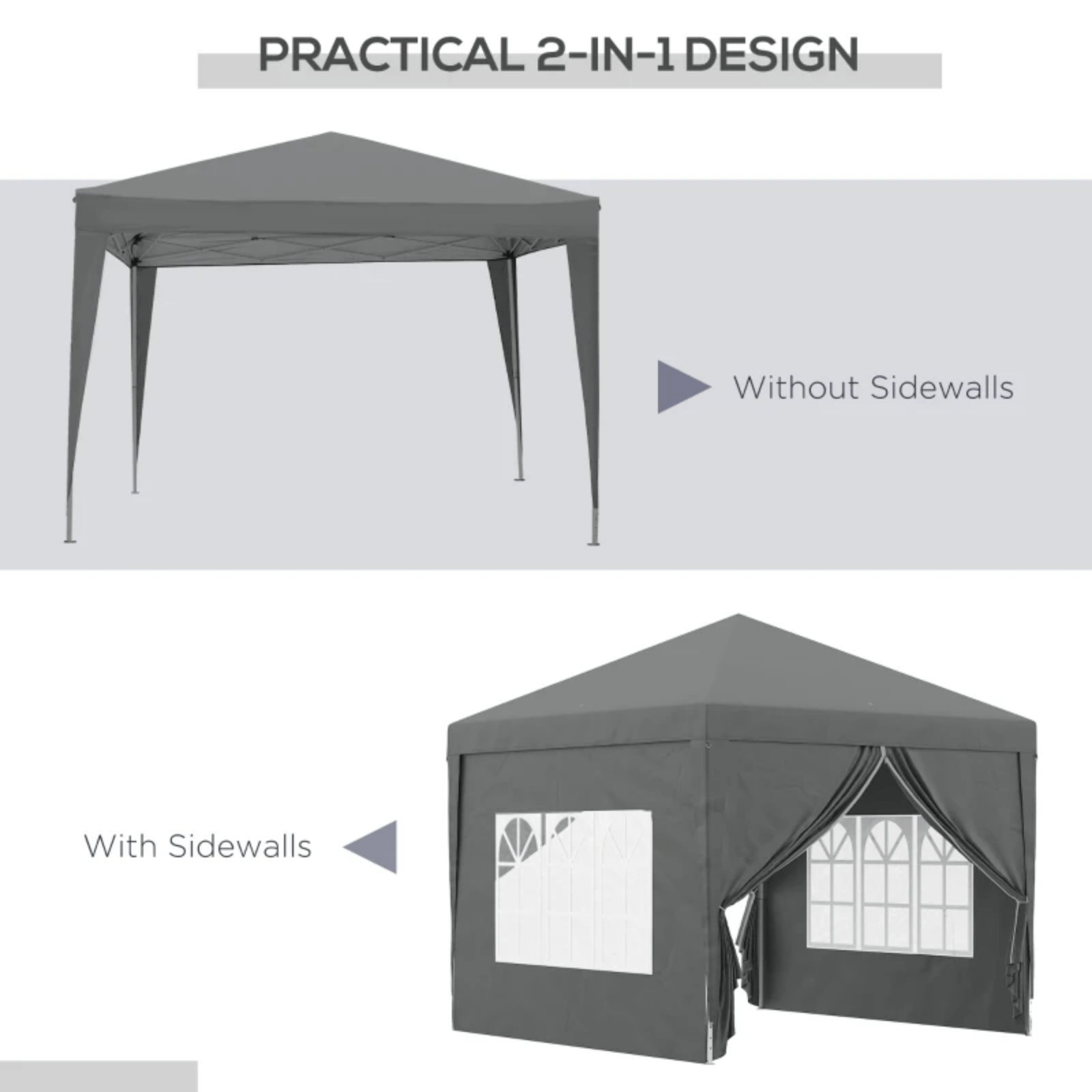 3x3m Pop Up Gazebo with Sides Party Tent Canopy Garden Hot Tub Roof Shelter Grey - Home and Garden Furniture Shop - #rustic - furniture#