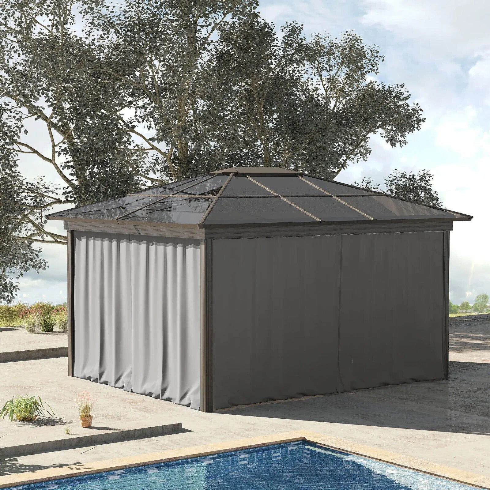 3x3m Universal Gazebo Sidewall Set with 4 Panels & Hooks for Pergola & Cabana - Home and Garden Furniture Shop - rustic - furniture