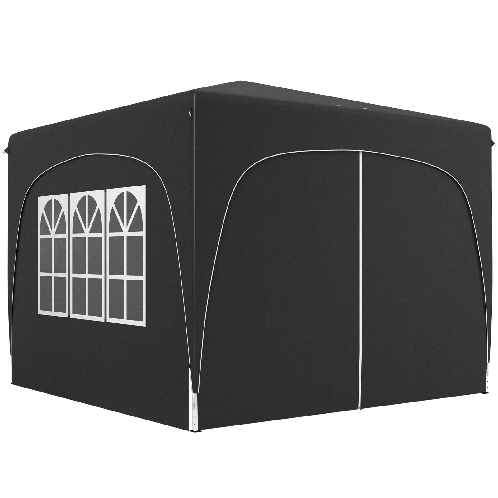 3x3m UPF50+ Pop - Up Gazebo with Metal Frame Sides and Zipper Carry Bag, Black - Home and Garden Furniture Shop - rustic - furniture