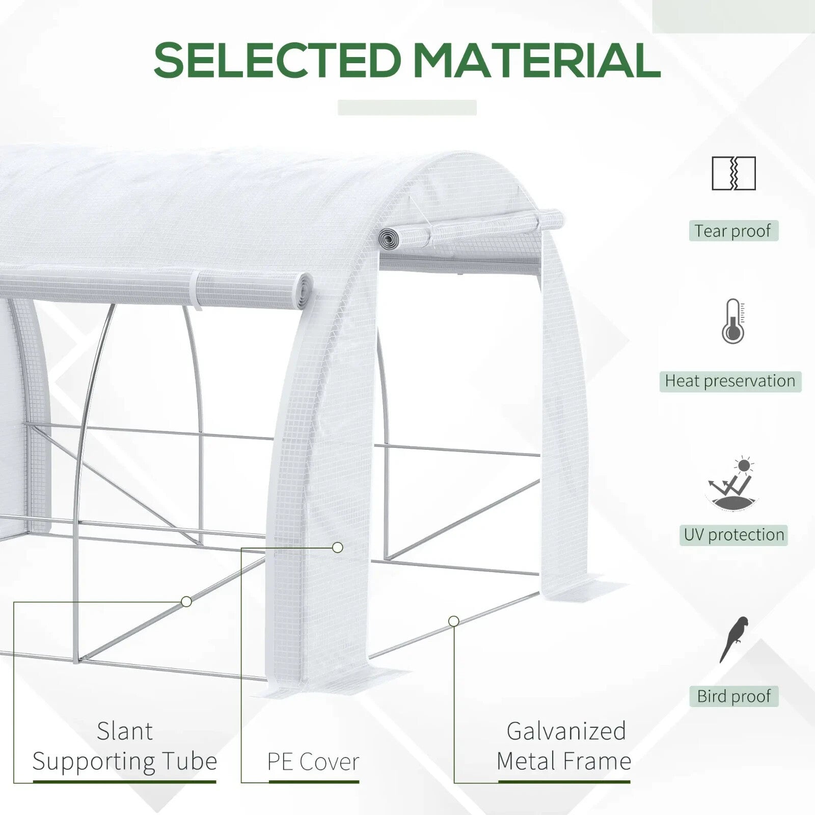 3x3x2 m Walk - In Polytunnel Greenhouse with Reinforced Cover & Zipped Door White - Home and Garden Furniture Shop - rustic - furniture