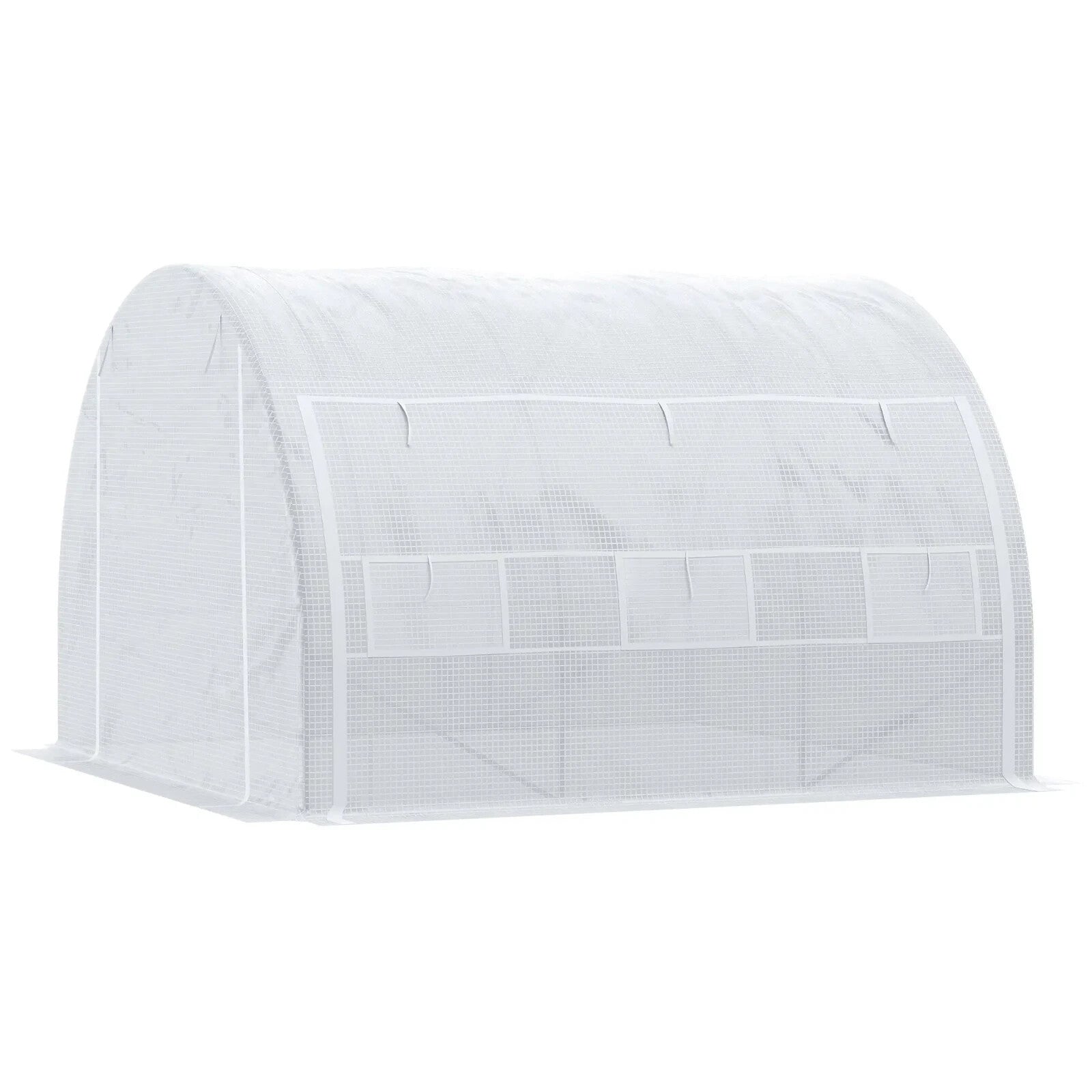 3x3x2 m Walk - In Polytunnel Greenhouse with Reinforced Cover & Zipped Door White - Home and Garden Furniture Shop - rustic - furniture