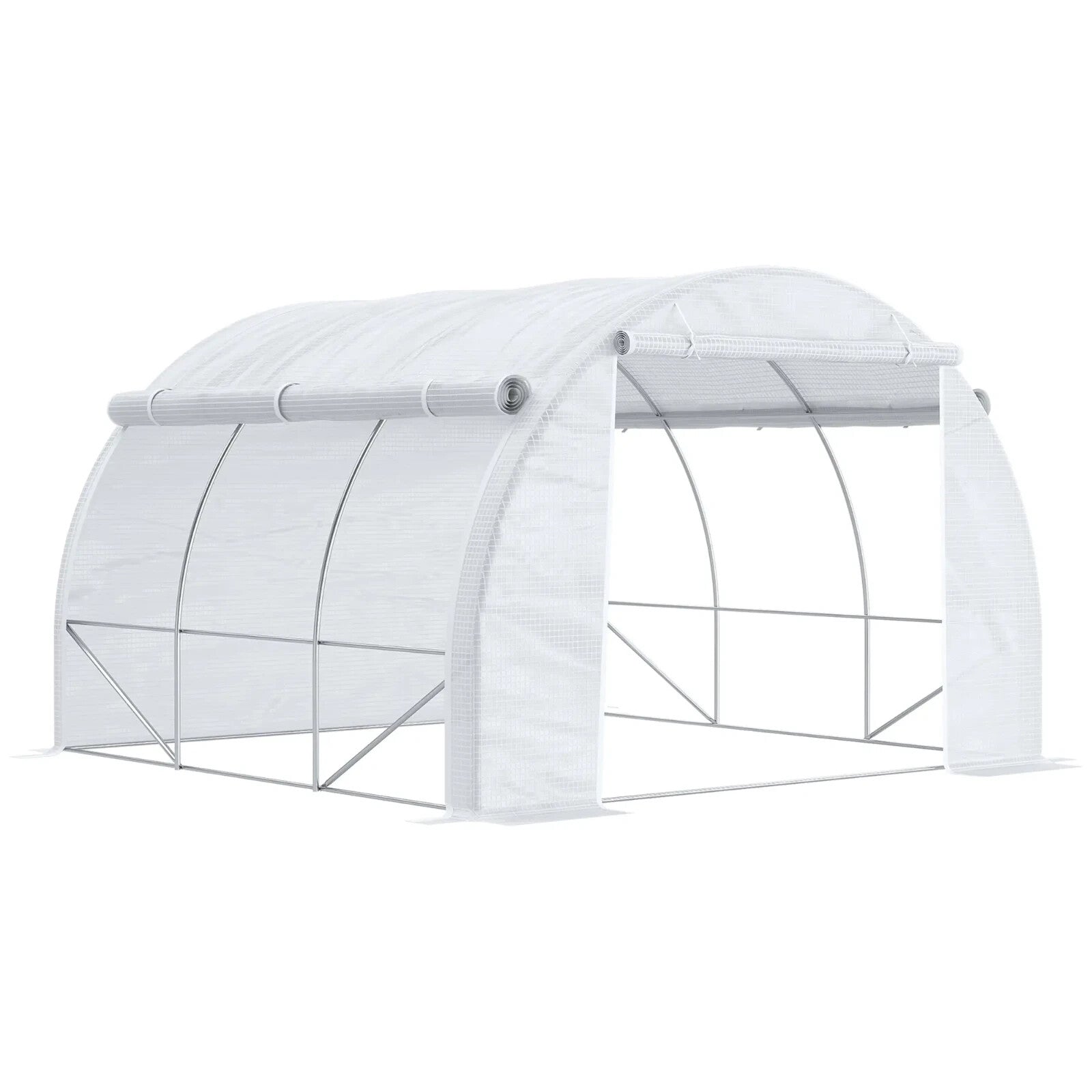 3x3x2 m Walk - In Polytunnel Greenhouse with Reinforced Cover & Zipped Door White - Home and Garden Furniture Shop - rustic - furniture