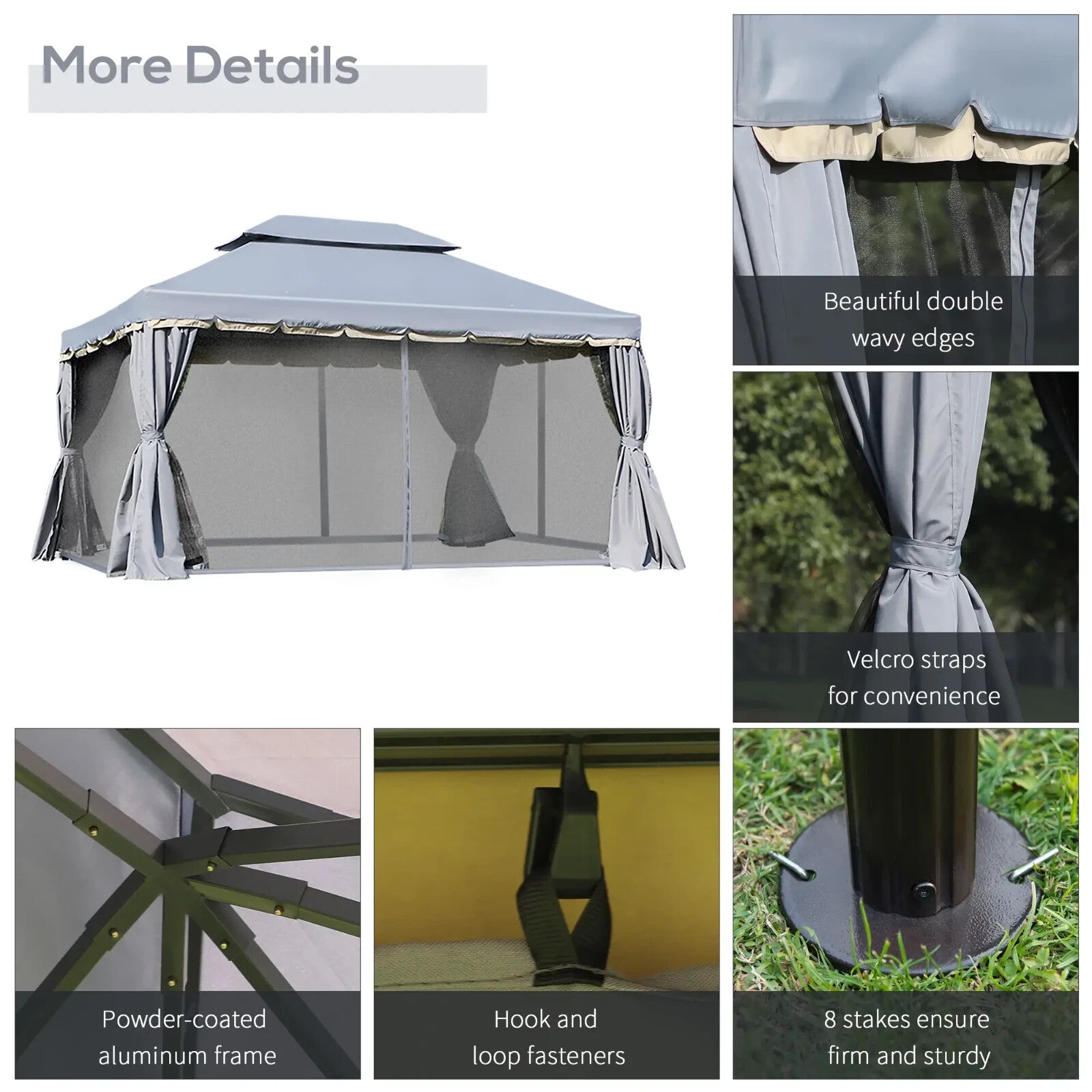 3x4m Aluminium Garden Gazebo Marquee Canopy Tent Netting Patio Party Pavilion - Home and Garden Furniture Shop - rustic - furniture