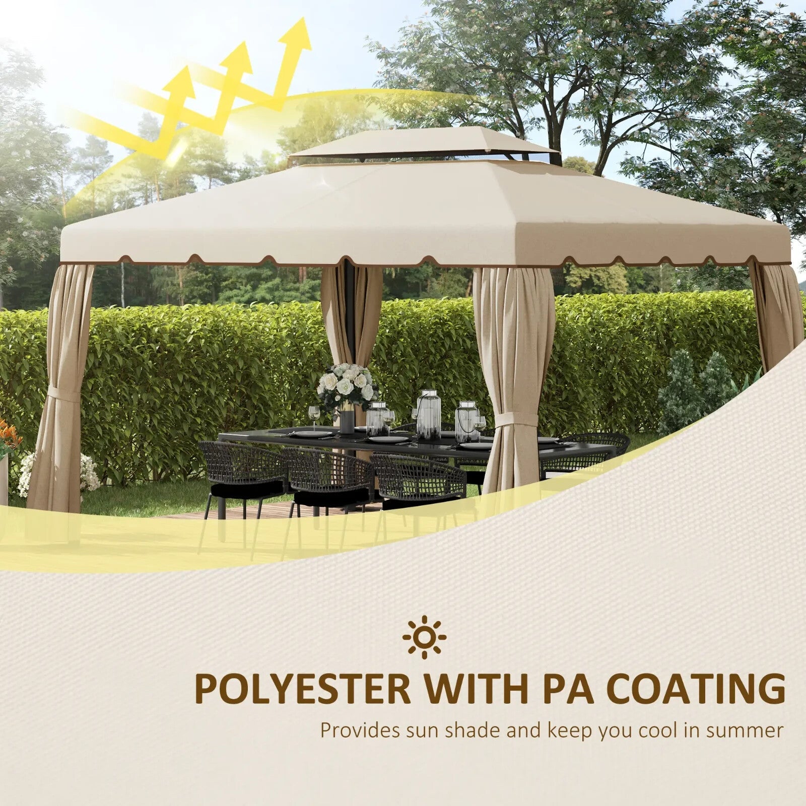 3x4m Aluminium Garden Gazebo Marquee Canopy Tent Netting Patio Party Pavilion - Home and Garden Furniture Shop - rustic - furniture