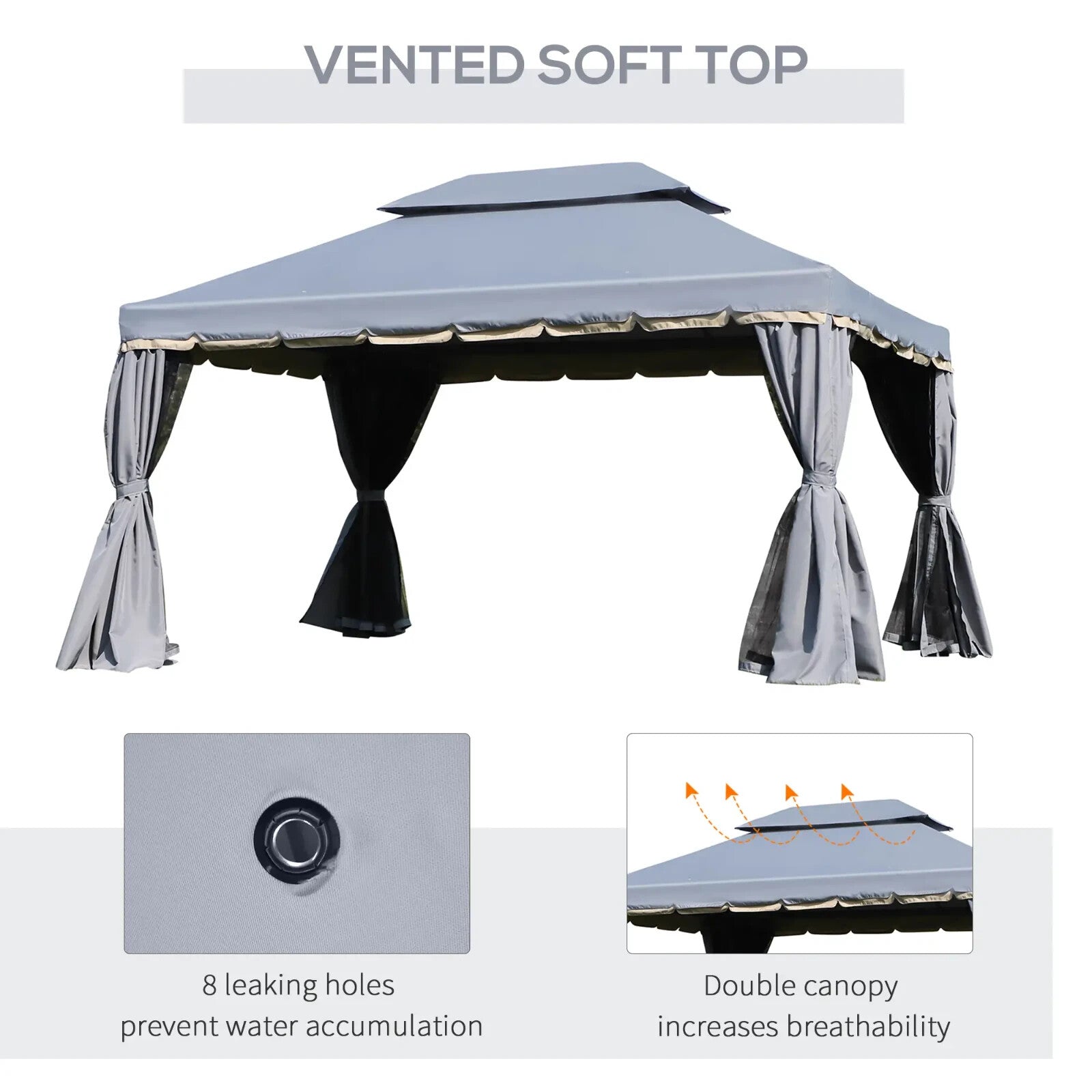 3x4m Aluminium Garden Gazebo Marquee Canopy Tent Netting Patio Party Pavilion - Home and Garden Furniture Shop - rustic - furniture
