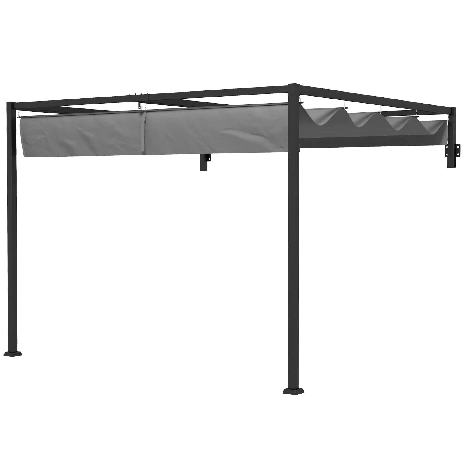 3x4m Lean To Pergola with Retractable Roof Metal Patio Canopy for Deck Shelter - Home and Garden Furniture Shop - rustic - furniture