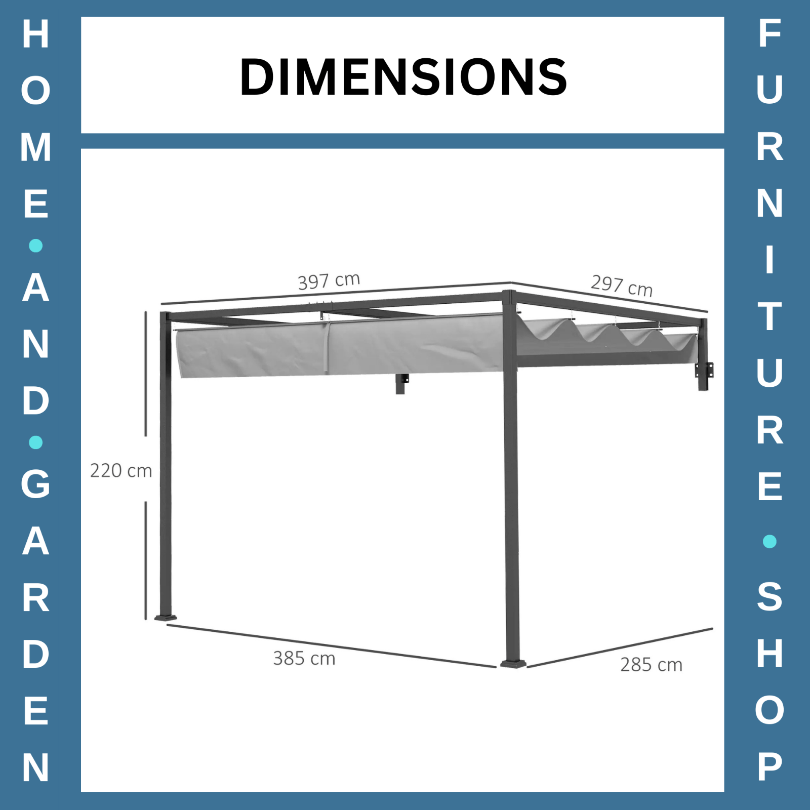 3x4m Lean To Pergola with Retractable Roof Metal Patio Canopy for Deck Shelter - Home and Garden Furniture Shop - rustic - furniture