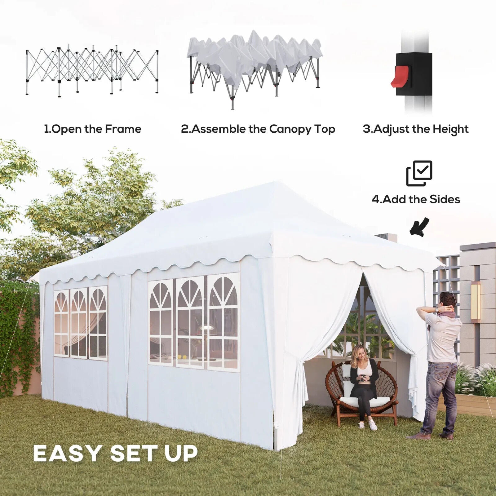 3x6m Garden Pop - Up Gazebo with Sides and Carry Bag - UPF50+ Outdoor Event Tent - Home and Garden Furniture Shop - #rustic - furniture#