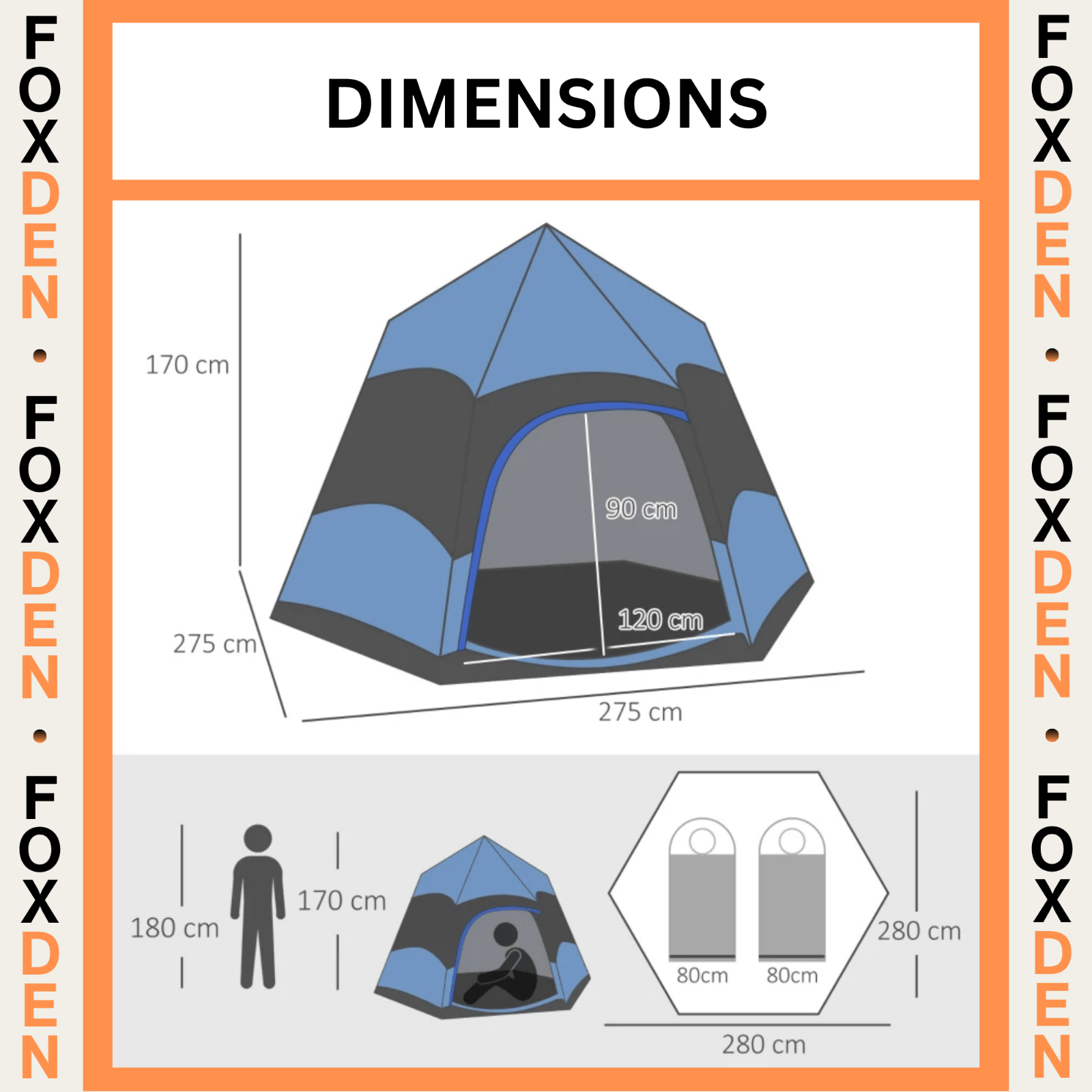 4 6 Man Camping Tent Lift Up Waterproof Ventilation Mesh Windows Blue Air FOXDEN - Home and Garden Furniture Shop - rustic - furniture