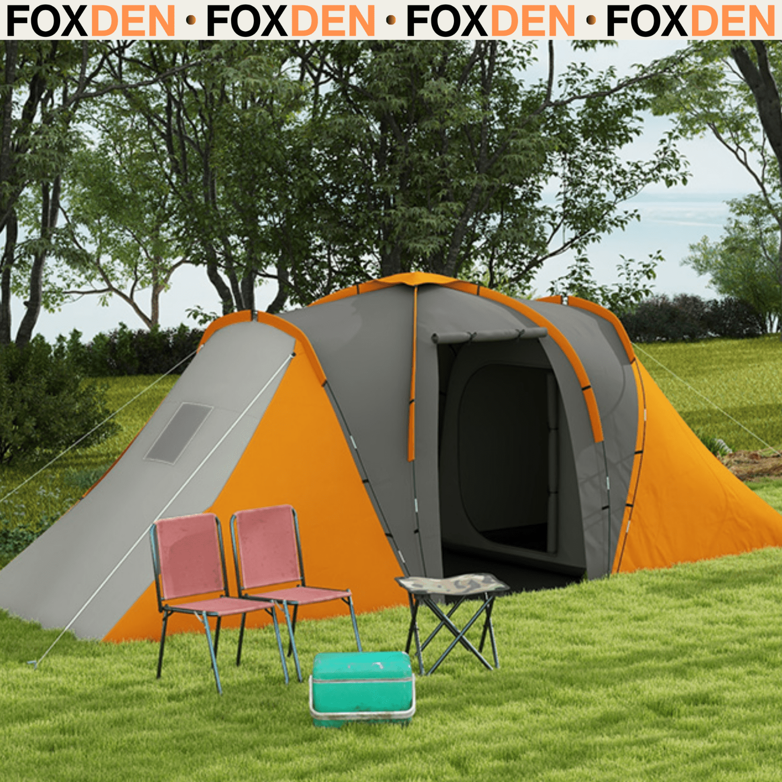 4 6 Man Tunnel Tent 2000mm Waterproof Mesh Windows Ventilation Air Vents FOXDEN - Home and Garden Furniture Shop - rustic - furniture