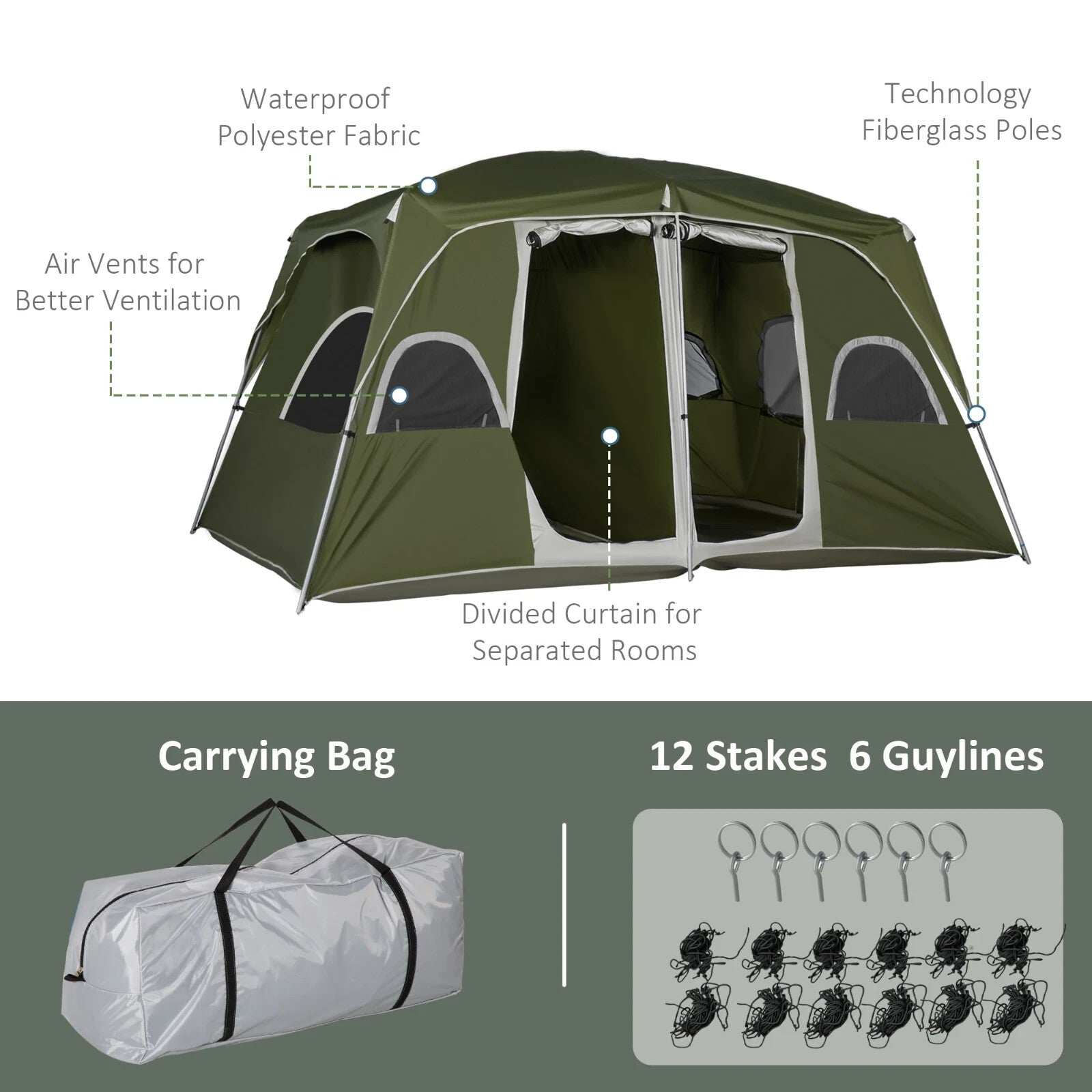 4 - 8 Person Family Camping Tent 2 Room Shelter w/ Mesh Windows for Hiking Outdoor - Home and Garden Furniture Shop - rustic - furniture