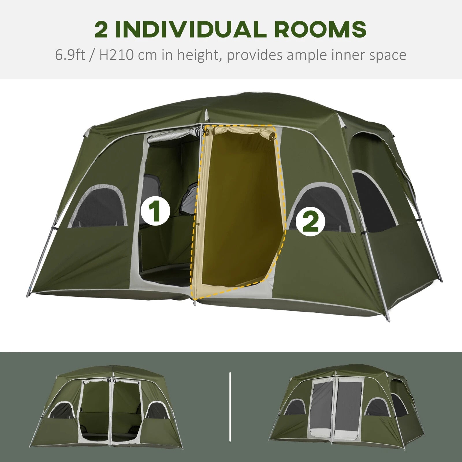 4 - 8 Person Family Camping Tent 2 Room Shelter w/ Mesh Windows for Hiking Outdoor - Home and Garden Furniture Shop - rustic - furniture