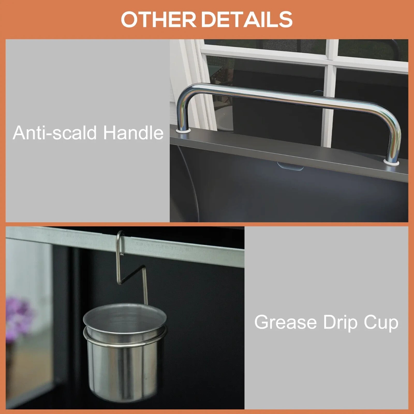 4 Burner Gas BBQ Grill with Trolley Storage Warming Rack Outdoor Barbecue Shelve - Home and Garden Furniture Shop - rustic - furniture