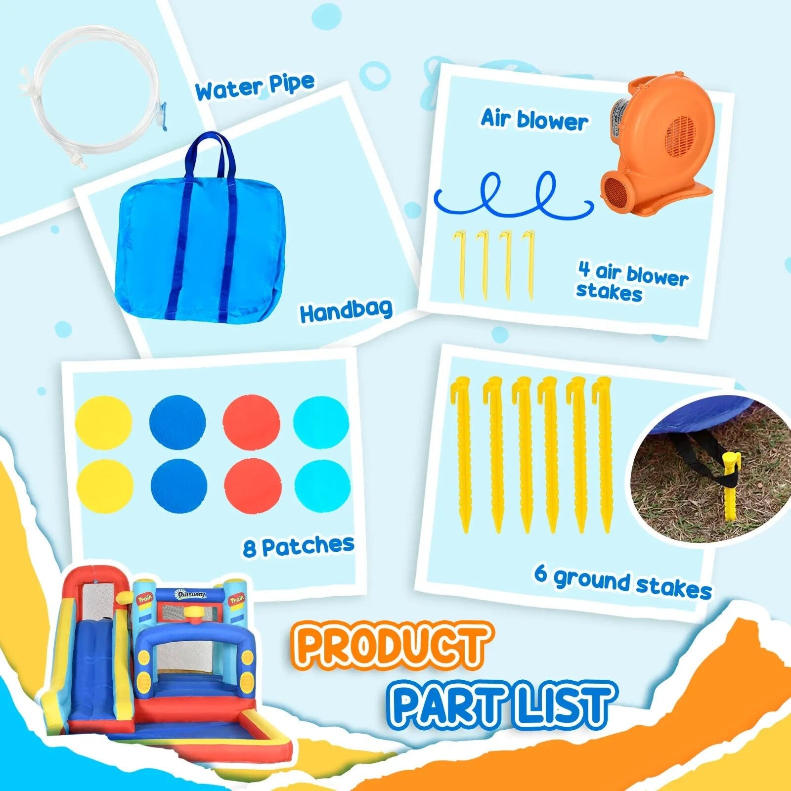 4 in 1 Bouncy Castle with Slide Pool Trampoline Climbing Wall and Air Blower - Home and Garden Furniture Shop - rustic - furniture