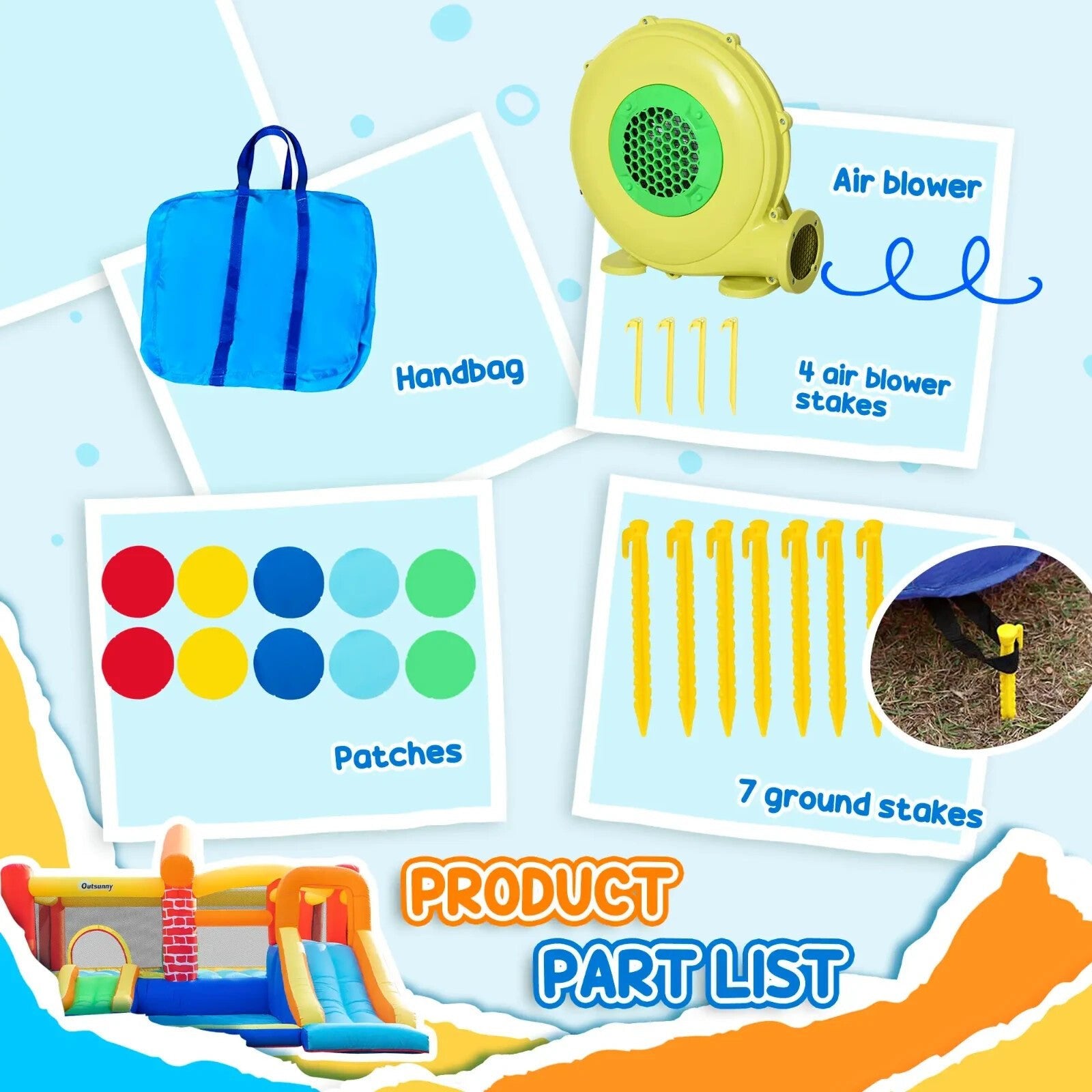 4 in 1 Kids Inflatable Bouncy Castle with Double Slide Pool and Climbing Wall - Home and Garden Furniture Shop - rustic - furniture