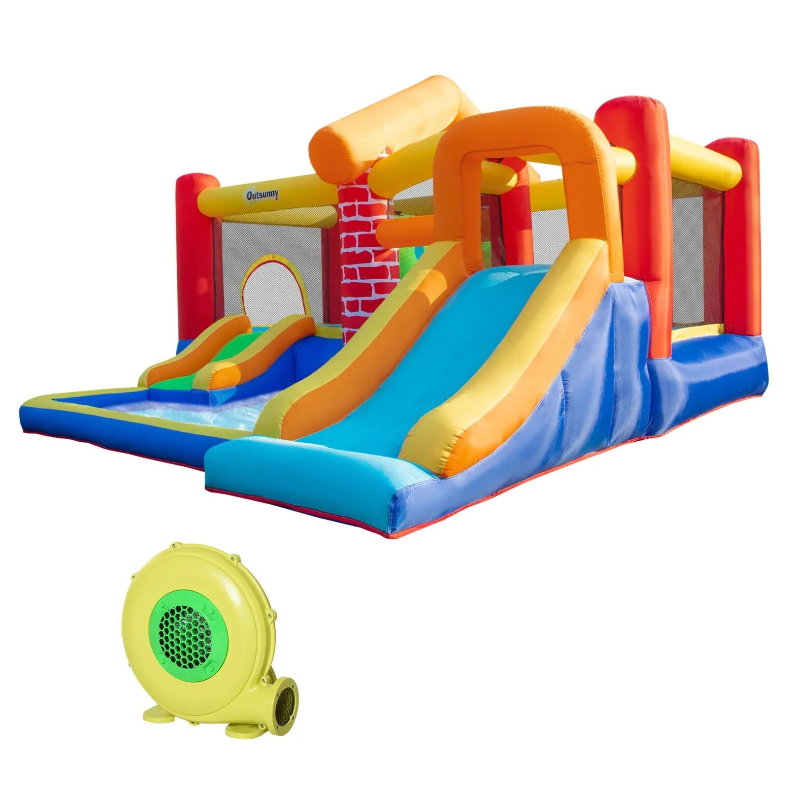 4 in 1 Kids Inflatable Bouncy Castle with Double Slide Pool and Climbing Wall - Home and Garden Furniture Shop - rustic - furniture