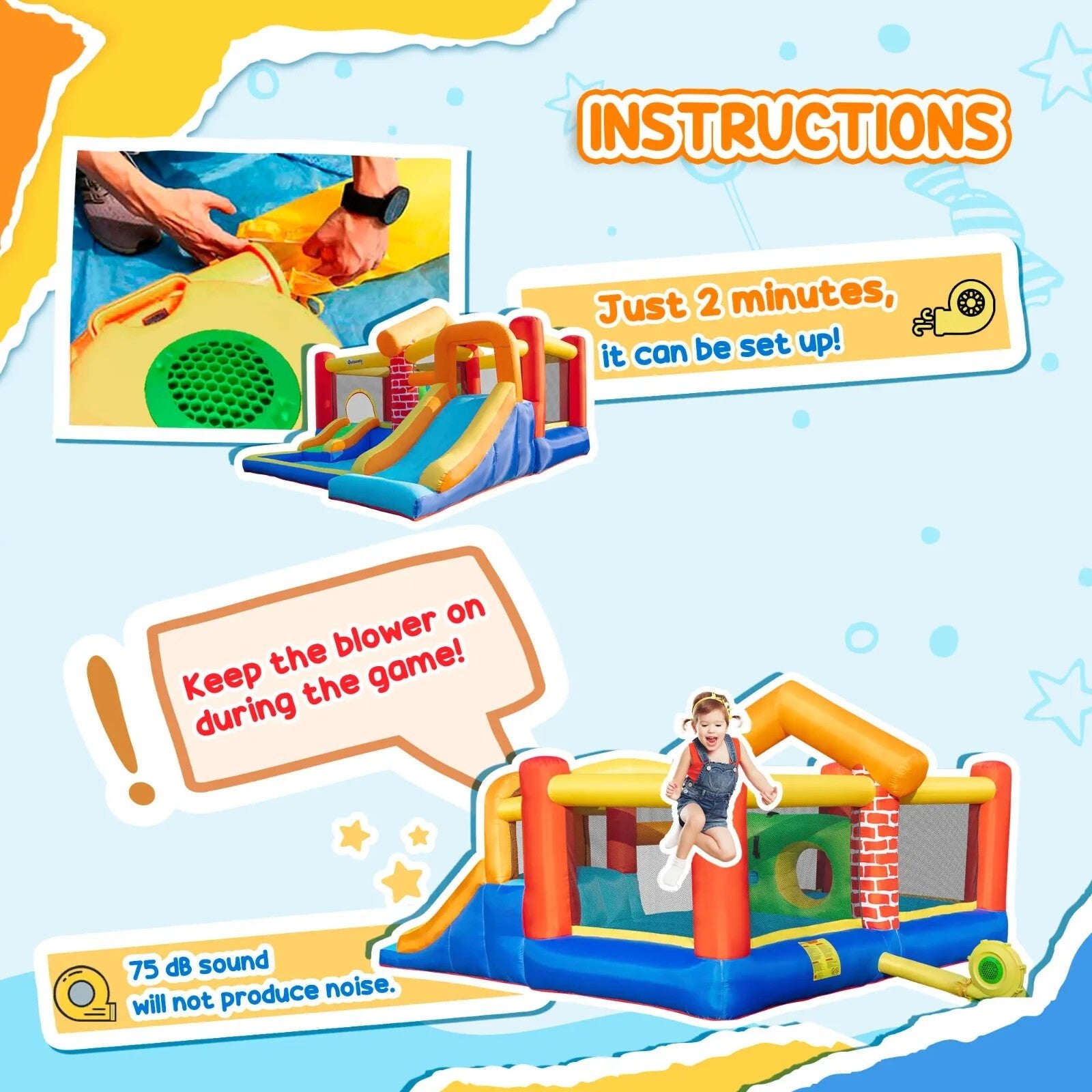 4 in 1 Kids Inflatable Bouncy Castle with Double Slide Pool and Climbing Wall - Home and Garden Furniture Shop - rustic - furniture