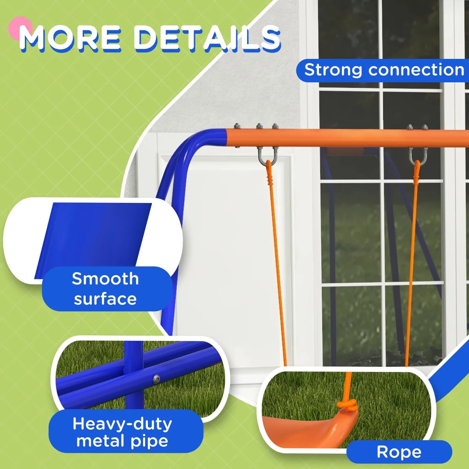 4 in 1 Metal Garden Swing Set with Slide Glider Ladder and Double Swings for Kid - Home and Garden Furniture Shop - rustic - furniture