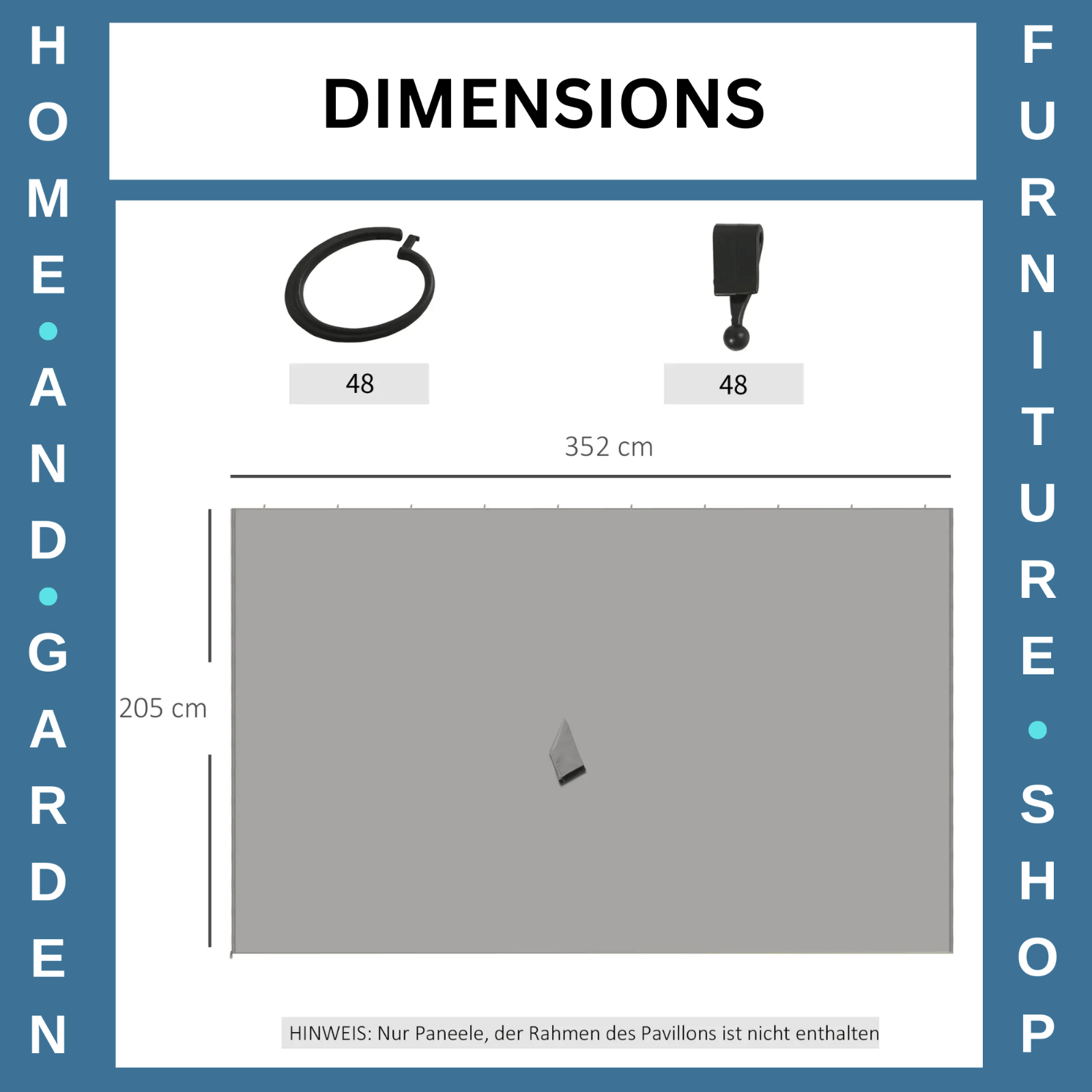 4 Pack Gazebo Replacement Sidewalls Privacy Panels for 3x4m Pavilion Canopy Tent - Home and Garden Furniture Shop - rustic - furniture
