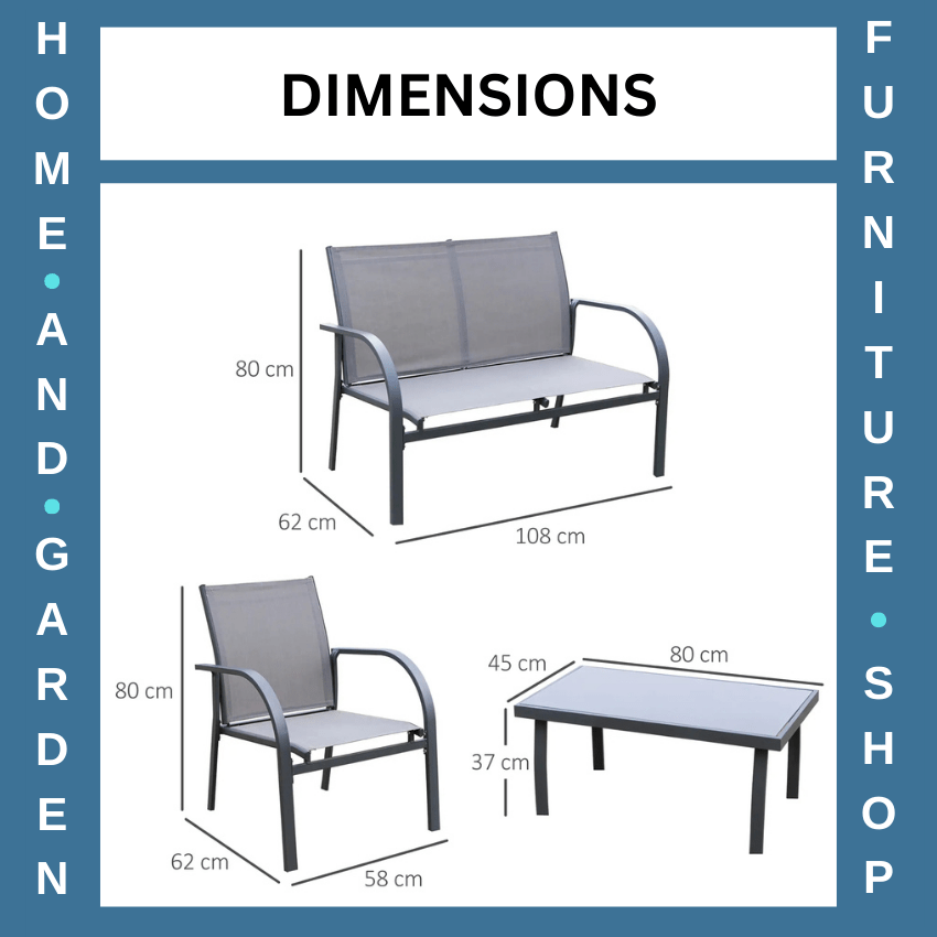 4 Pcs Outdoor Dining Set with Loveseat Chairs Glass Table Steel Garden Furniture - Home and Garden Furniture Shop - rustic - furniture