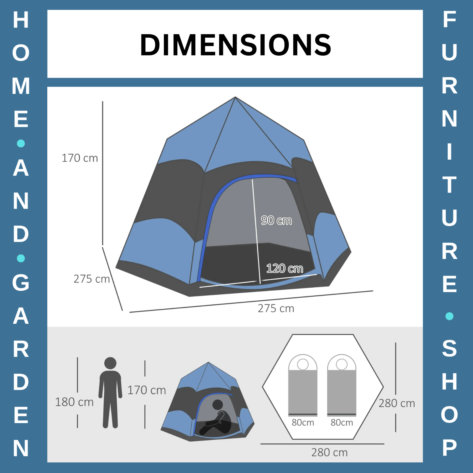 4 Person Hexagon Dome Tent Pop Up Camping Shelter with Rainfly and Welded Floor - Home and Garden Furniture Shop - rustic - furniture