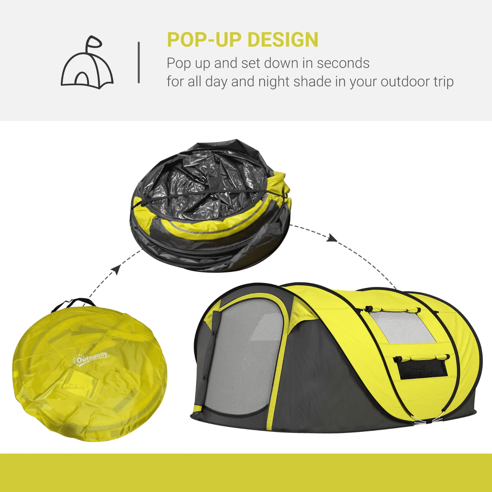 4 Person Pop Up Tent Family Camping Waterproof Groundsheet Lightweight FOXDEN - Home and Garden Furniture Shop - rustic - furniture