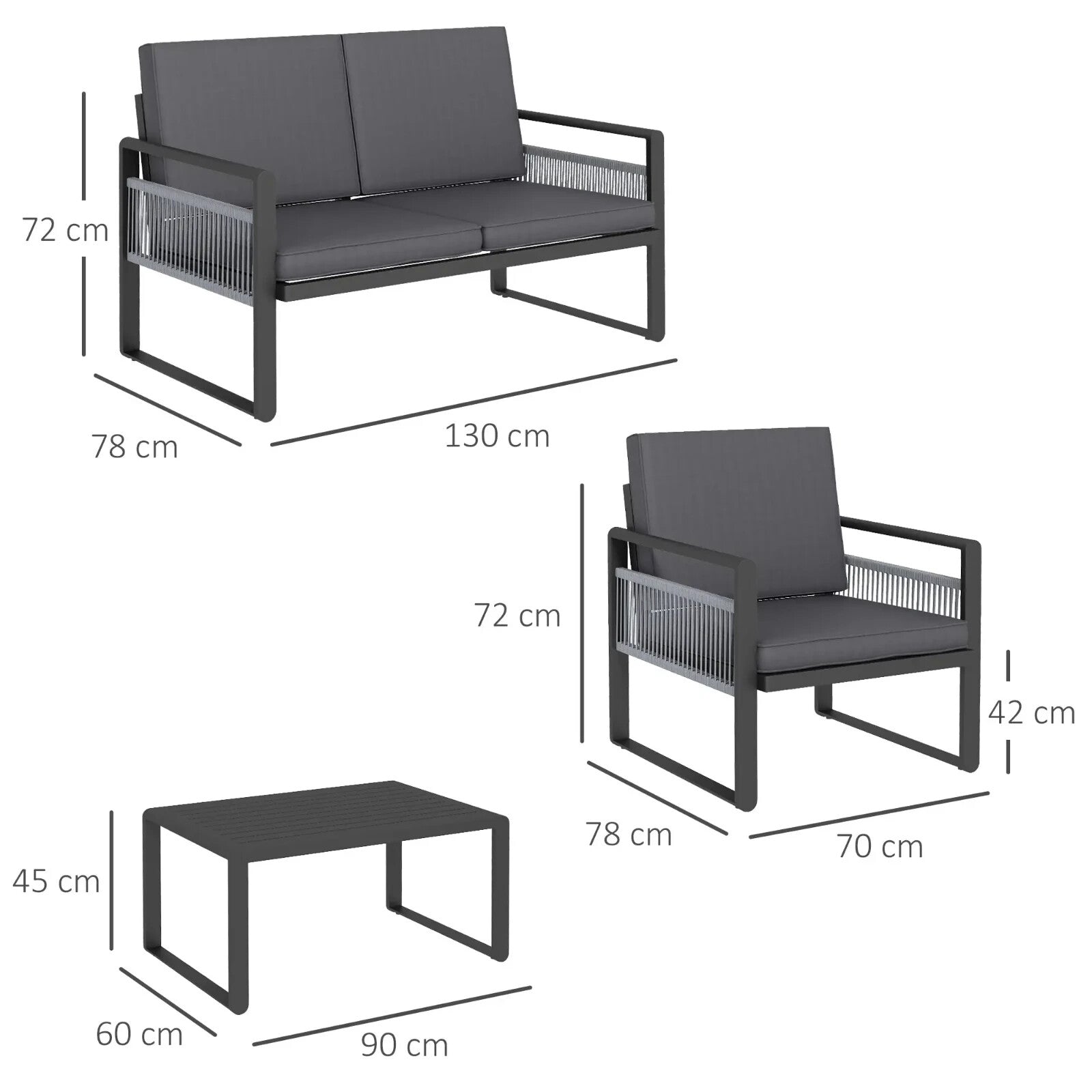 4 Piece Aluminium Garden Dining Set Outdoor Patio Furniture w/ Cushions Included - Home and Garden Furniture Shop - rustic - furniture