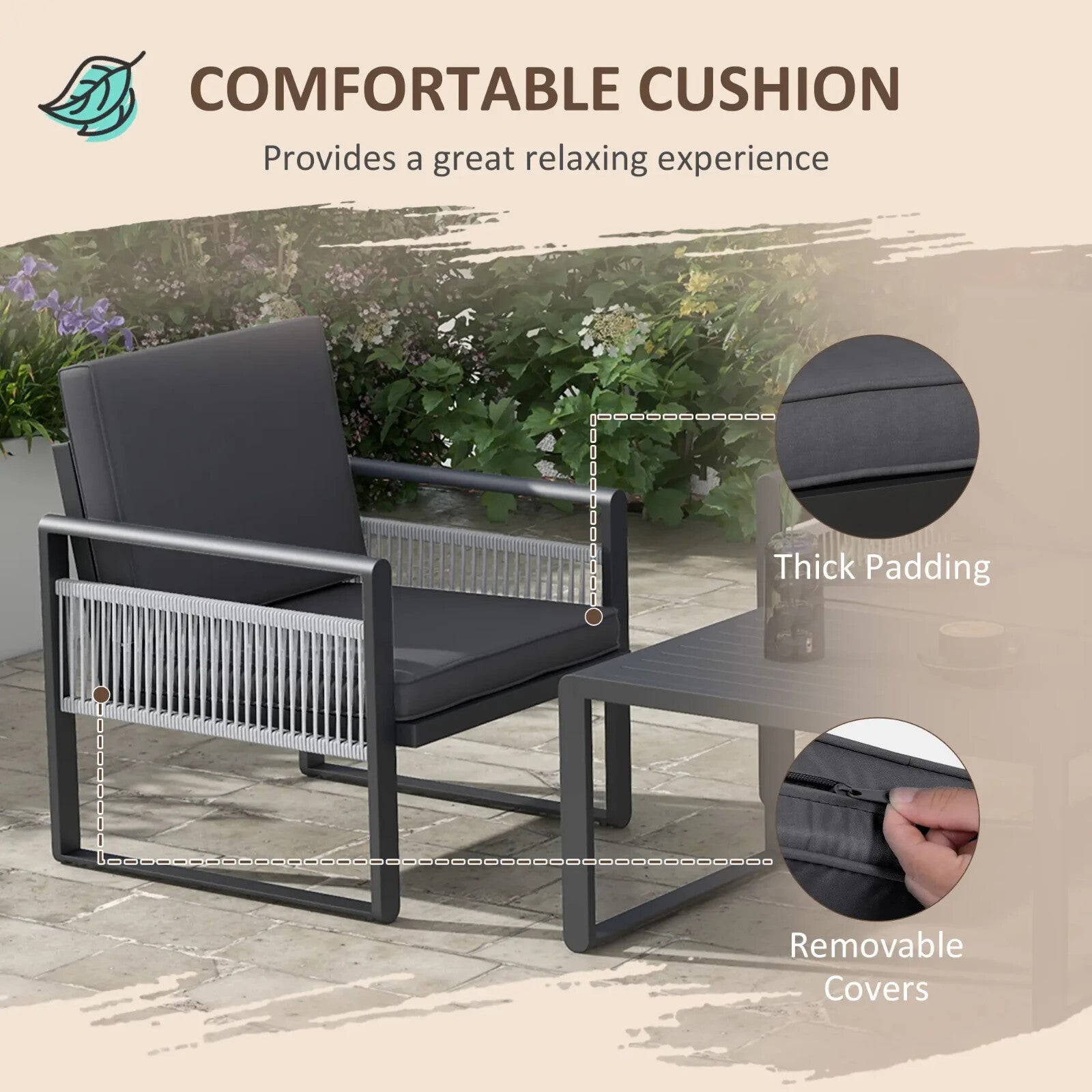 4 Piece Aluminium Garden Dining Set Outdoor Patio Furniture w/ Cushions Included - Home and Garden Furniture Shop - rustic - furniture