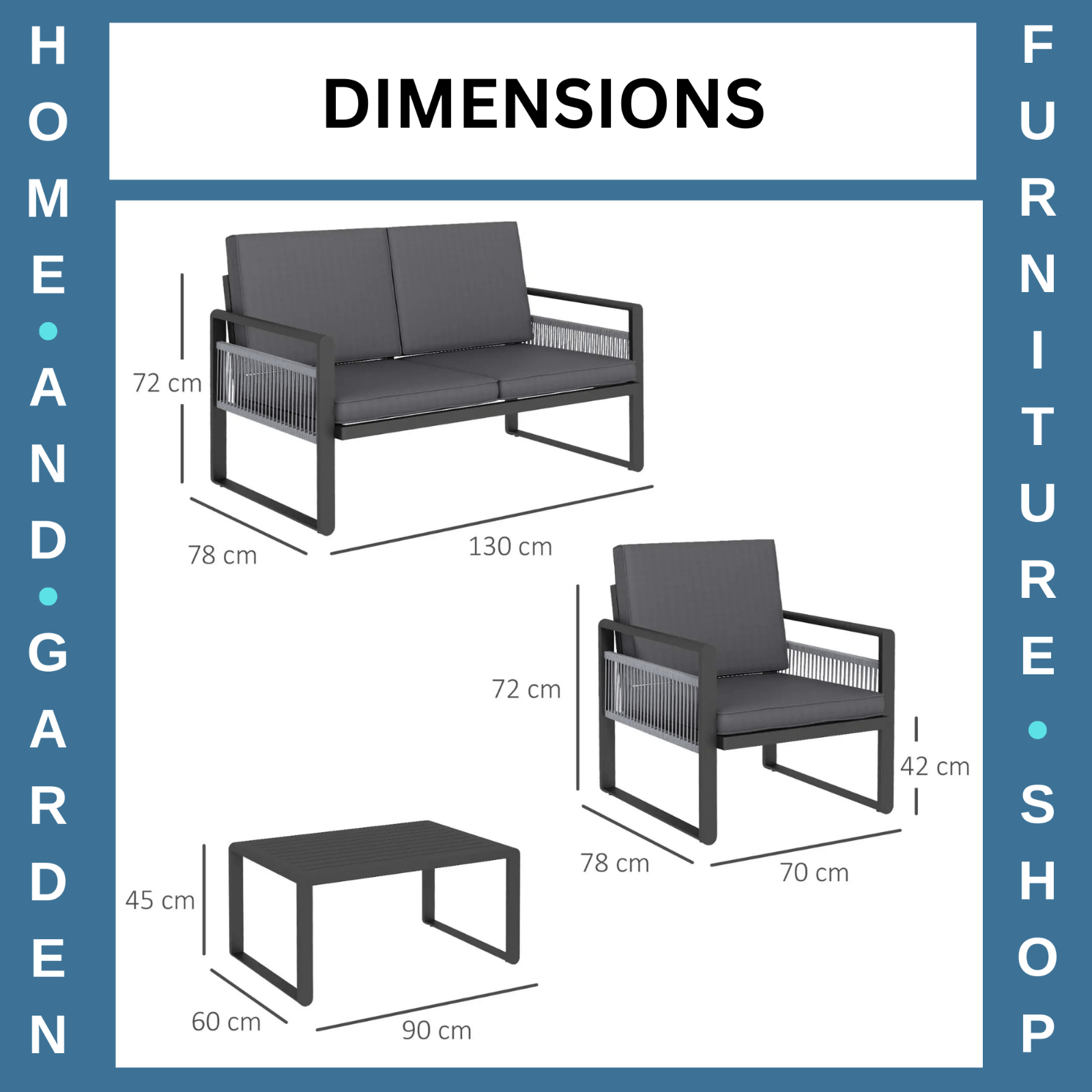 4 Piece Aluminium Garden Dining Set Outdoor Patio Furniture w/ Cushions Included - Home and Garden Furniture Shop - rustic - furniture