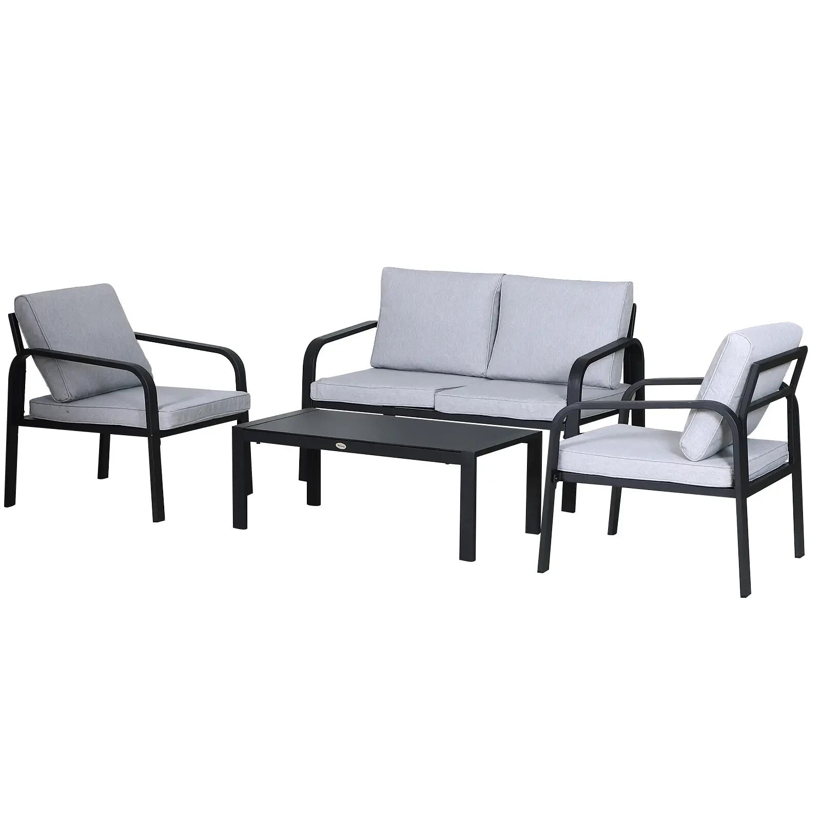 4 Piece Aluminium Garden Dining Set with Sofa Chairs Glass Table and Cushions - Home and Garden Furniture Shop - rustic - furniture