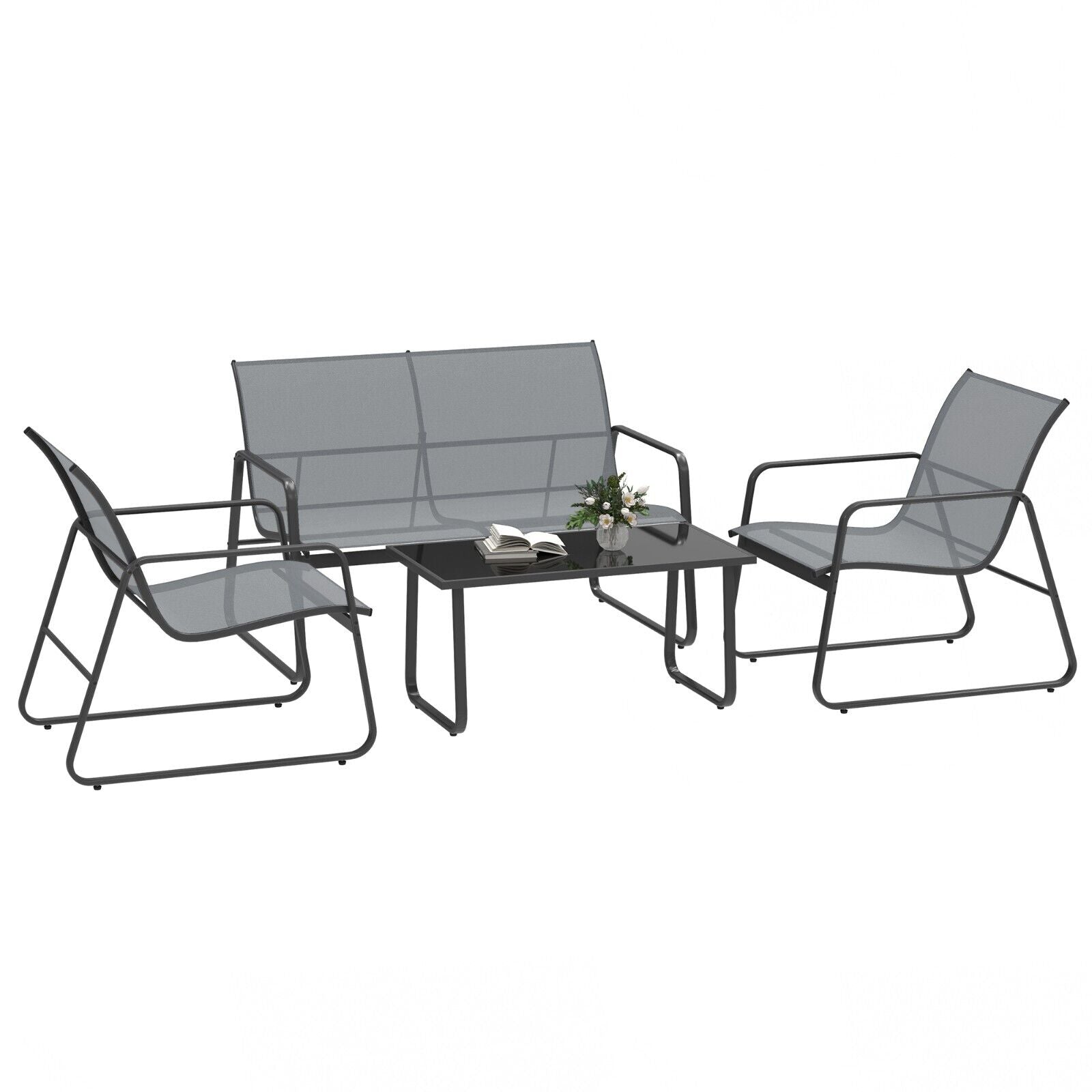 4 Piece Garden Furniture Set Outdoor Patio Sofa w/ Double Single Chairs & Table - Home and Garden Furniture Shop - #rustic - furniture#