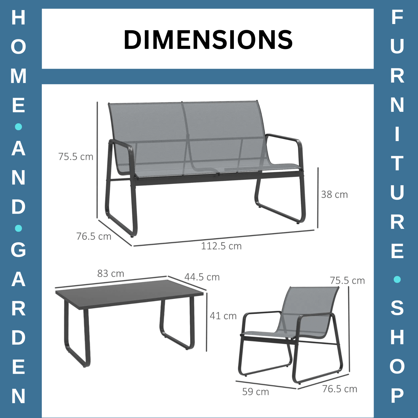 4 Piece Garden Furniture Set Outdoor Patio Sofa w/ Double Single Chairs & Table - Home and Garden Furniture Shop - rustic - furniture