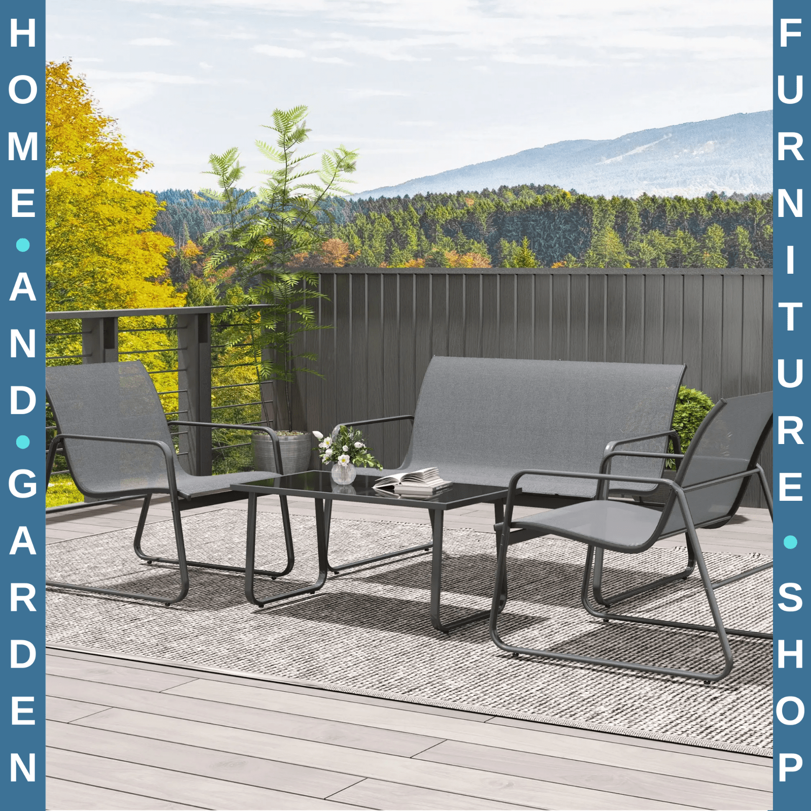 4 Piece Garden Furniture Set Outdoor Patio Sofa w/ Double Single Chairs & Table - Home and Garden Furniture Shop - rustic - furniture