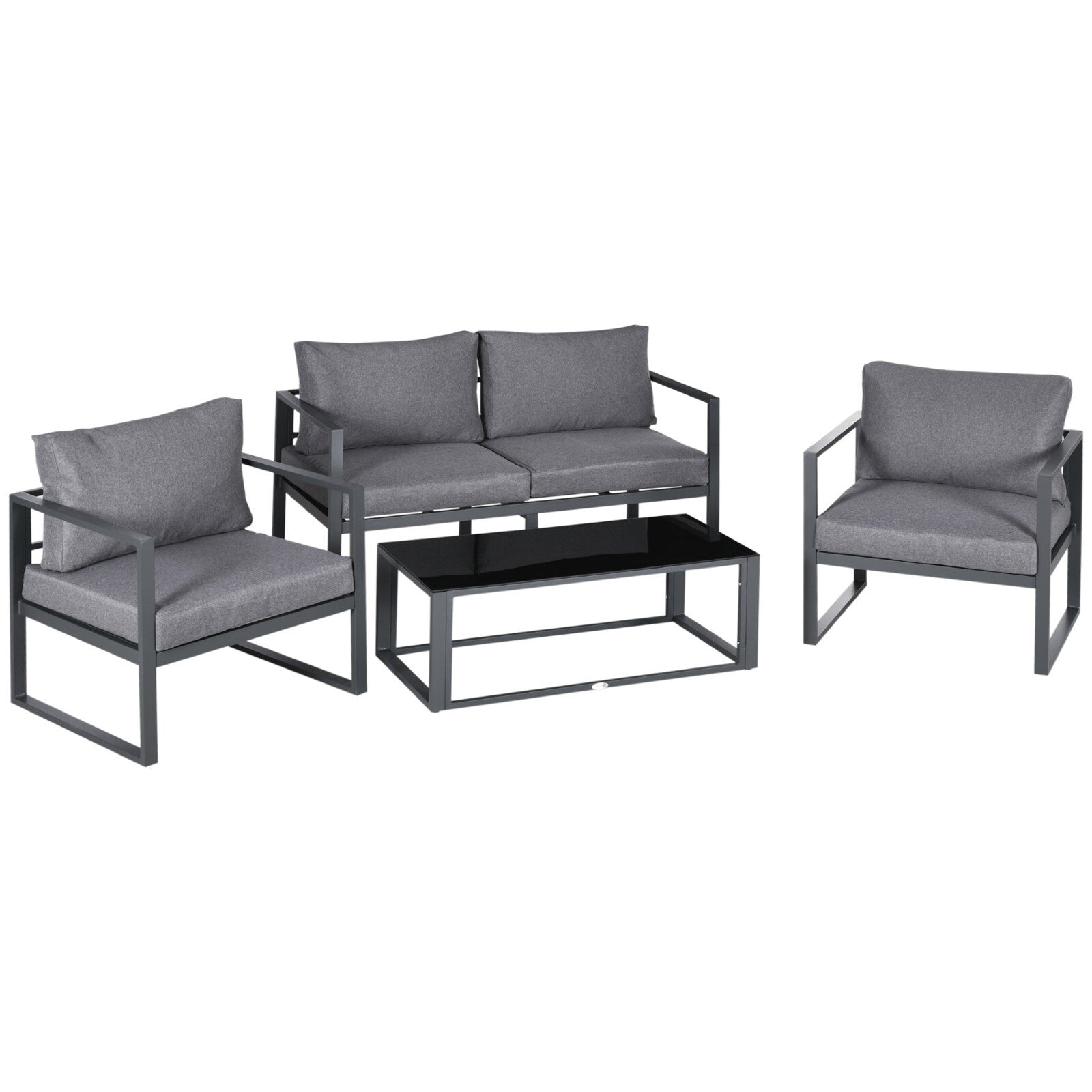 4 Piece Garden Sofa Set w/Armchairs Bench & Side Table Aluminium Frame Patio Set - Home and Garden Furniture Shop - rustic - furniture