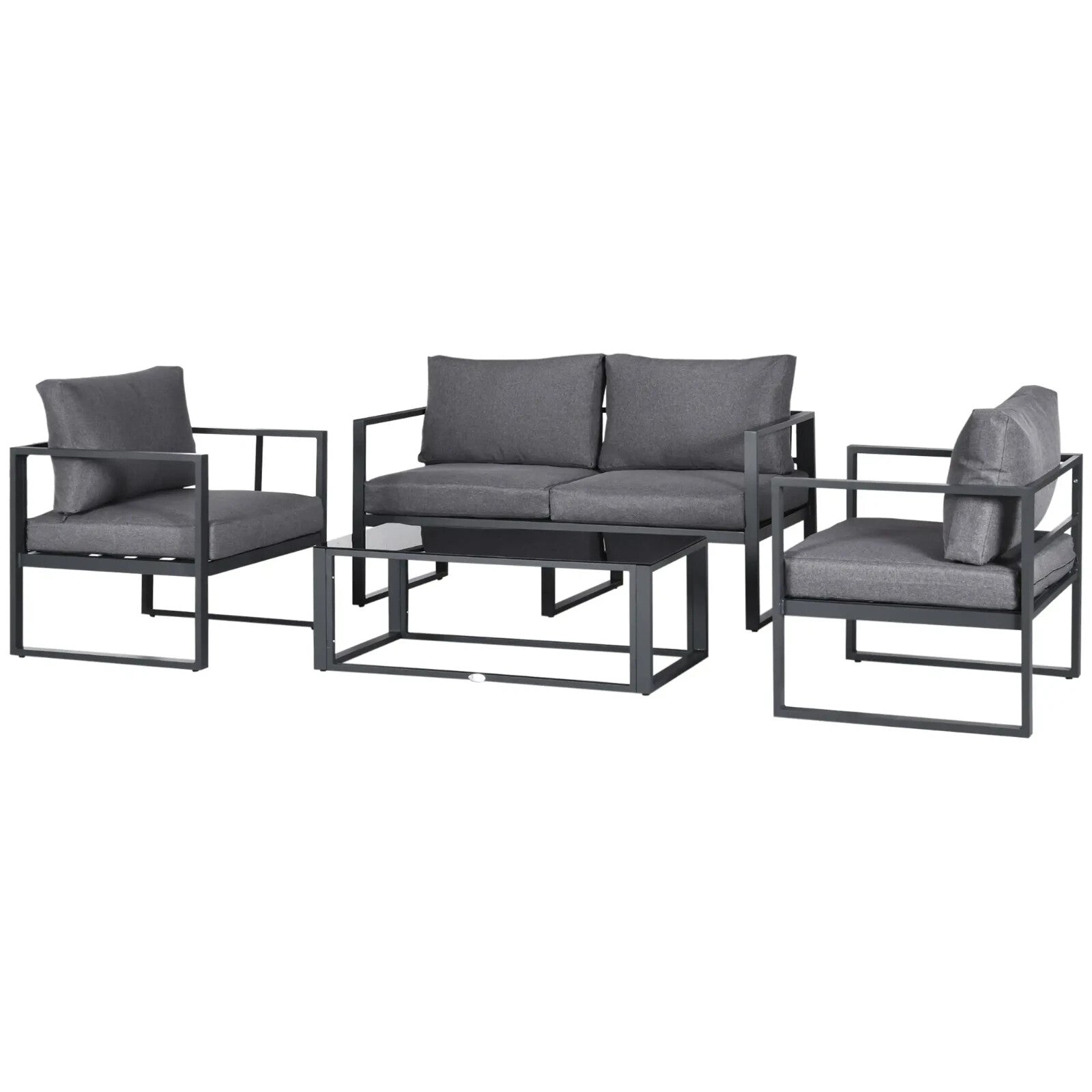 4 Piece Garden Sofa Set w/Armchairs Bench & Side Table Aluminium Frame Patio Set - Home and Garden Furniture Shop - rustic - furniture
