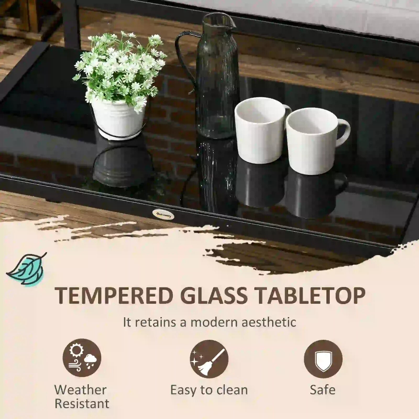 4 Piece Metal Garden Furniture Set with Mesh Chairs & Glass Coffee Table Grey - Home and Garden Furniture Shop - rustic - furniture