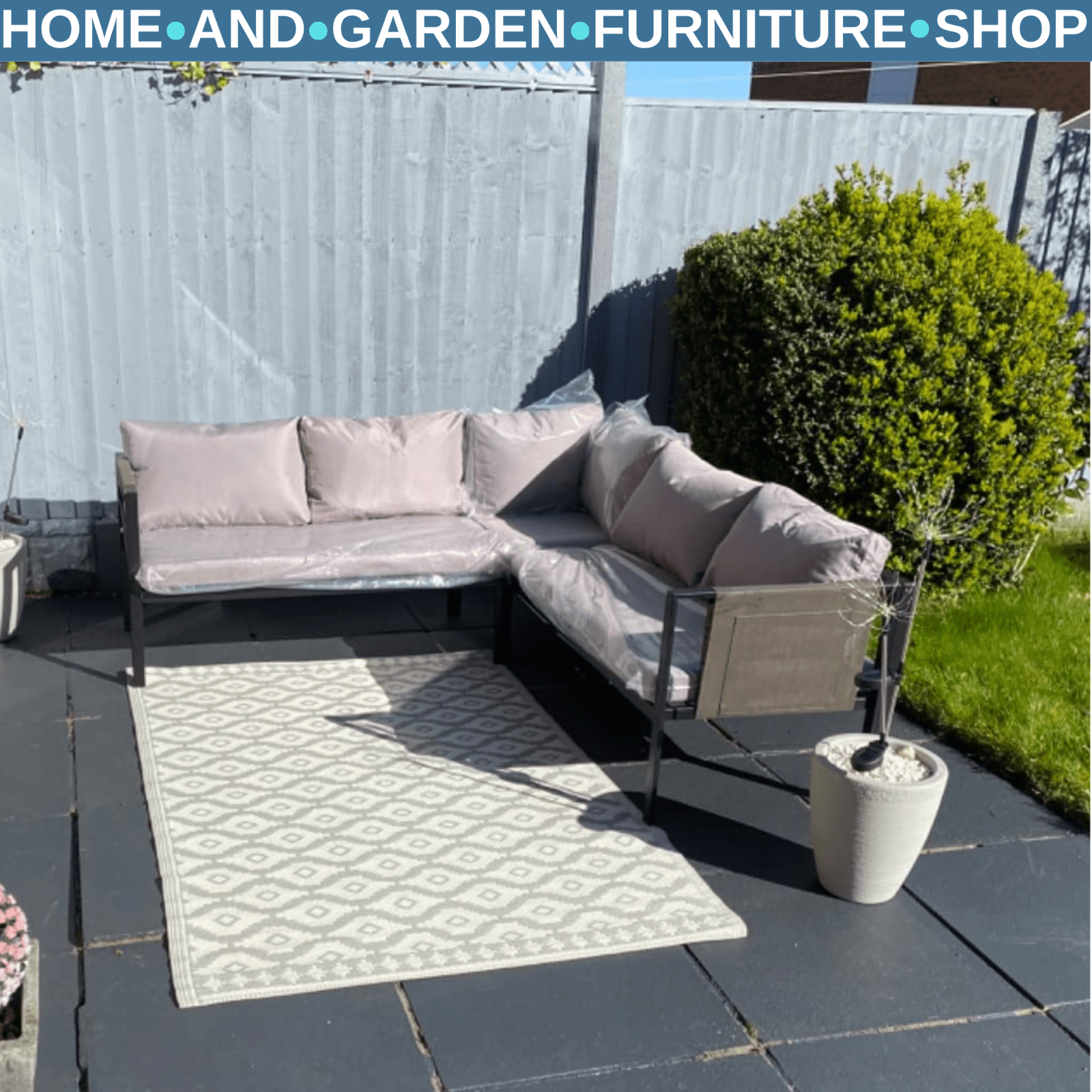 4 Piece Metal Garden Furniture Set with Mesh Chairs & Glass Coffee Table Grey - Home and Garden Furniture Shop - rustic - furniture